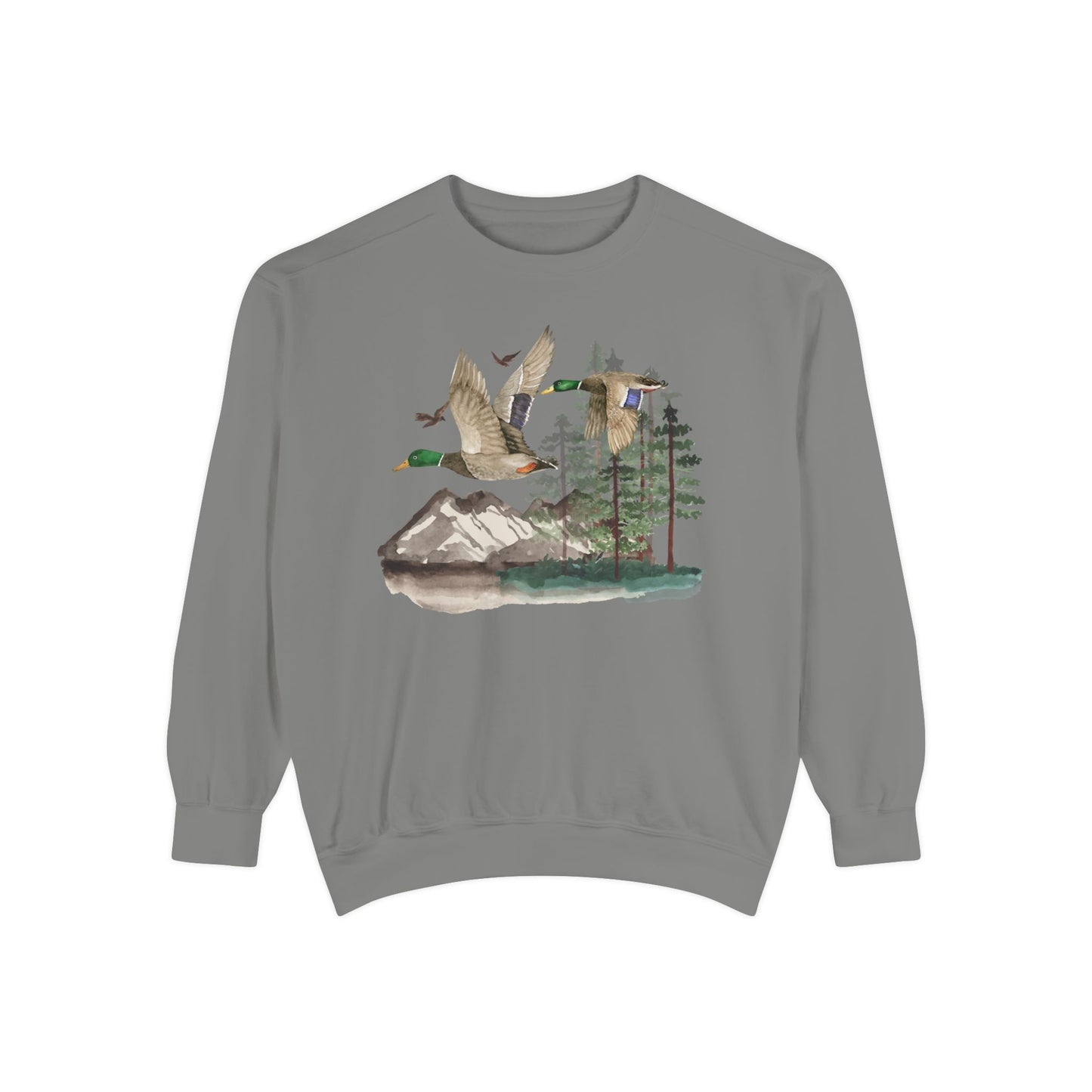 Duck Sweatshirt, Custom Comfort Colors Material, Nature, Outdoors, Duck Hunt, Mallard, Cotton