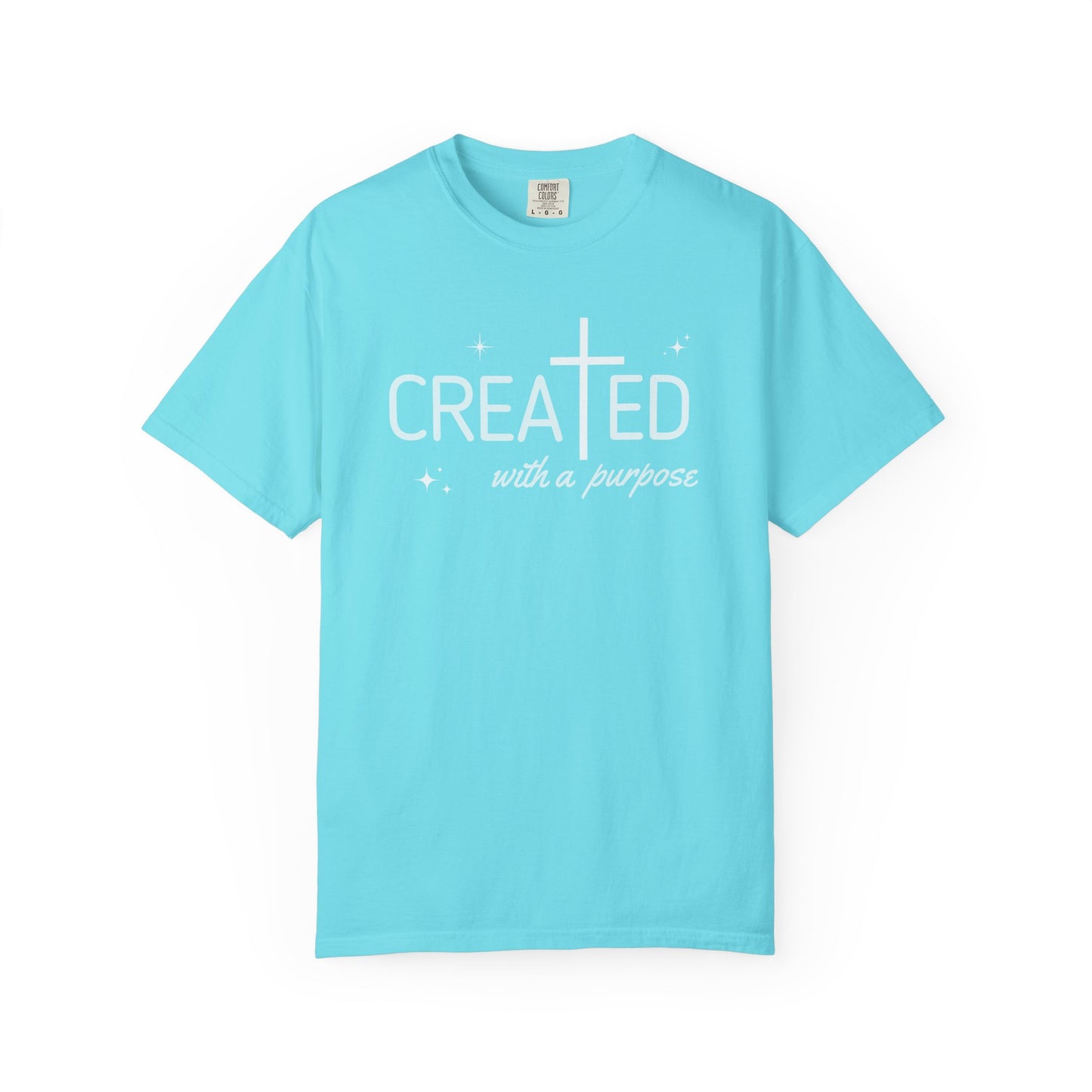 Created With a Purpose, Summer Tee, Graphic Tee, Aesthetic Cross Tee, Soft Cotton Shirt