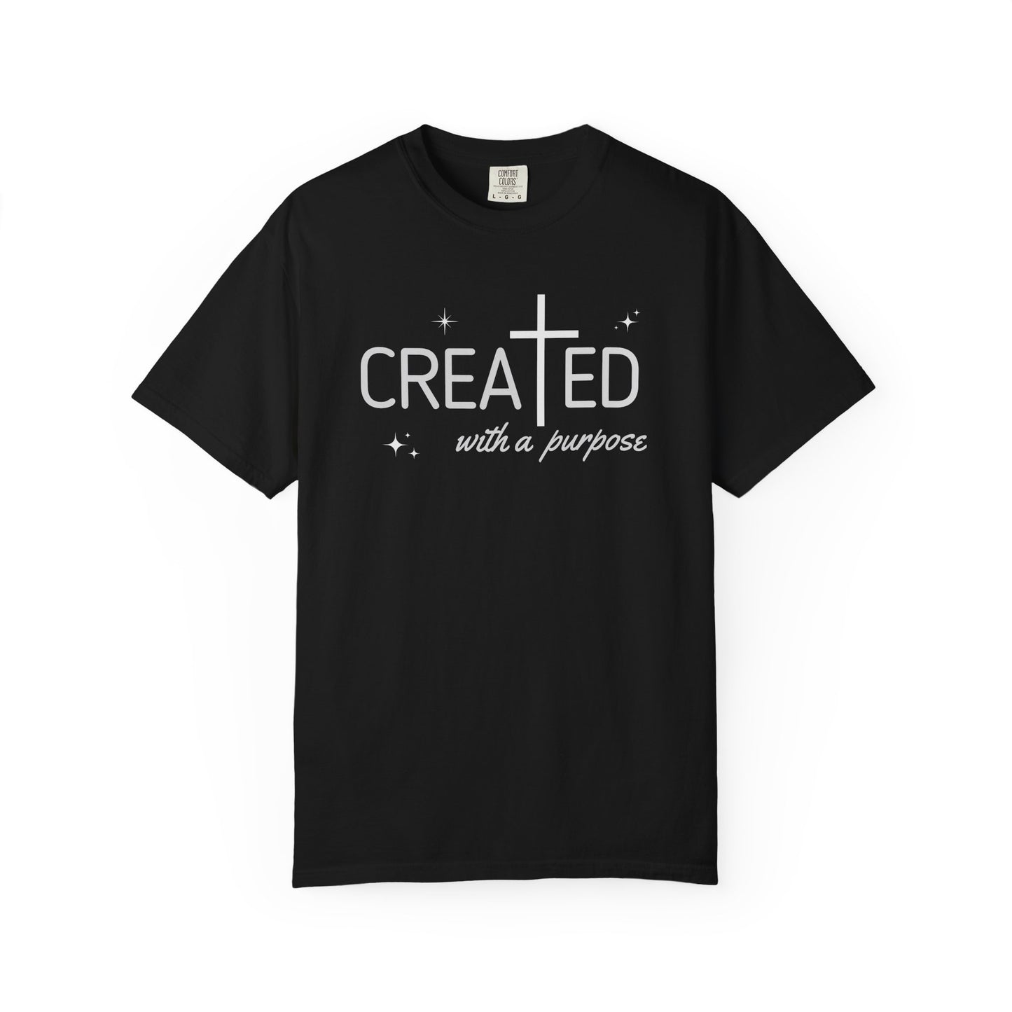 Created With a Purpose, Summer Tee, Graphic Tee, Aesthetic Cross Tee, Soft Cotton Shirt