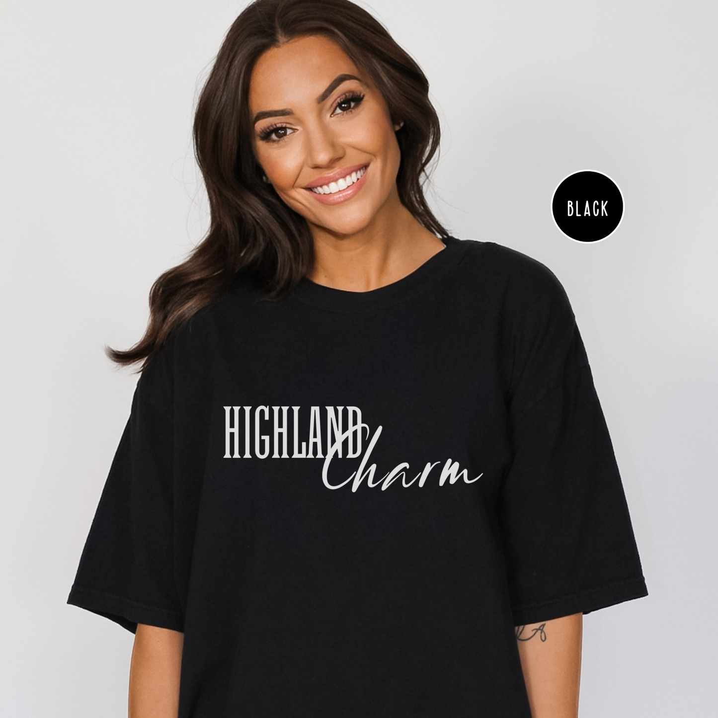 Highland Cow Charm Graphic T-shirt, Comfort Colors, Free Shipping, Western, USA (30)