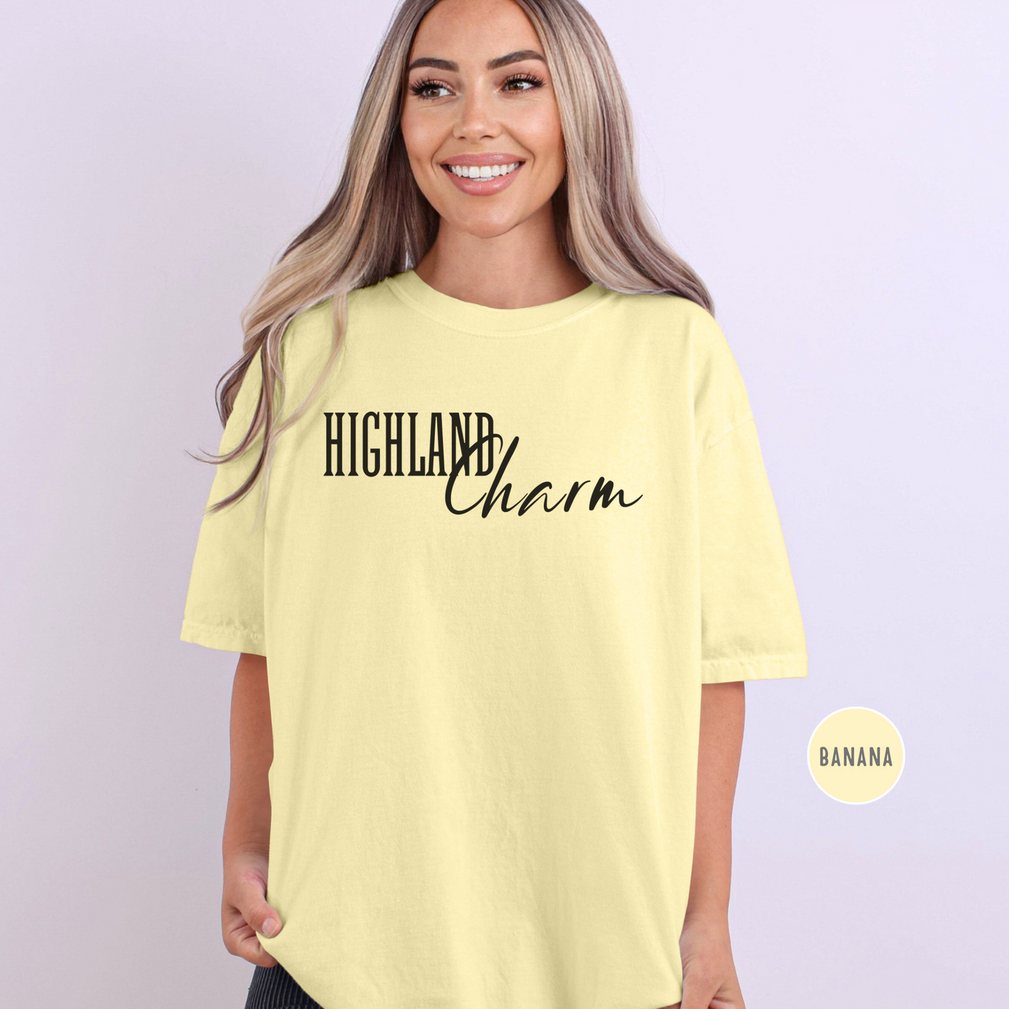 Highland Cow Charm Graphic T-shirt, Comfort Colors, Free Shipping, Western, USA (30)