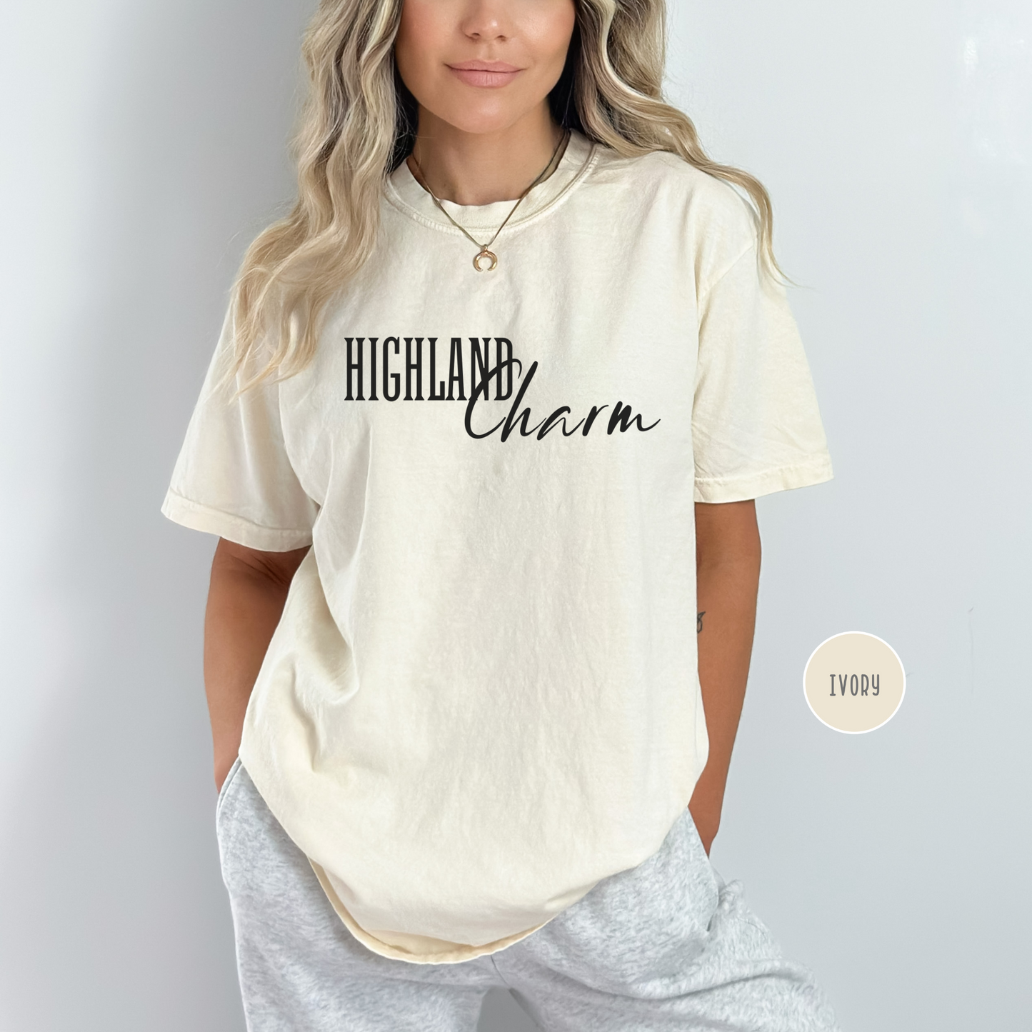 Highland Cow Charm Graphic T-shirt, Comfort Colors, Free Shipping, Western, USA (30)