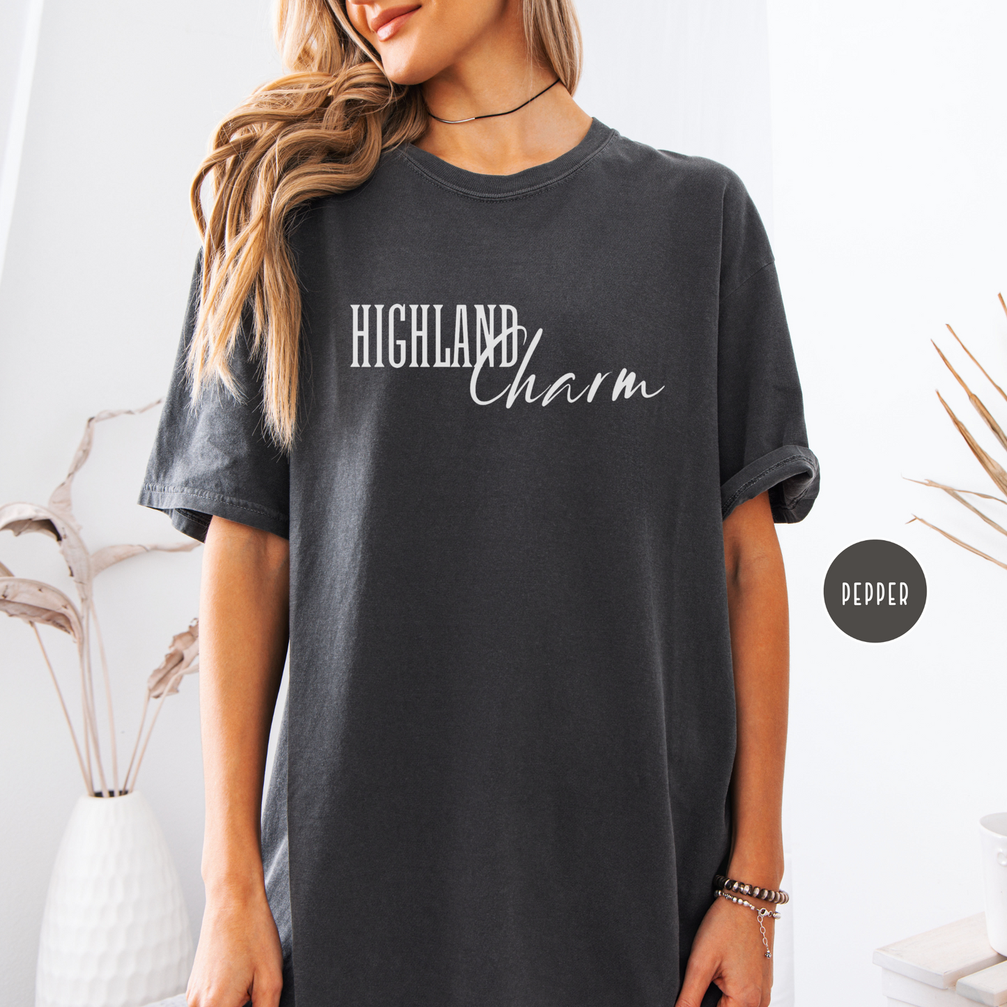 Highland Cow Charm Graphic T-shirt, Comfort Colors, Free Shipping, Western, USA (30)