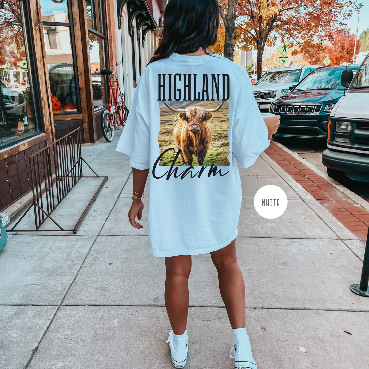 Highland Cow Charm Graphic T-shirt, Comfort Colors, Free Shipping, Western, USA (30)