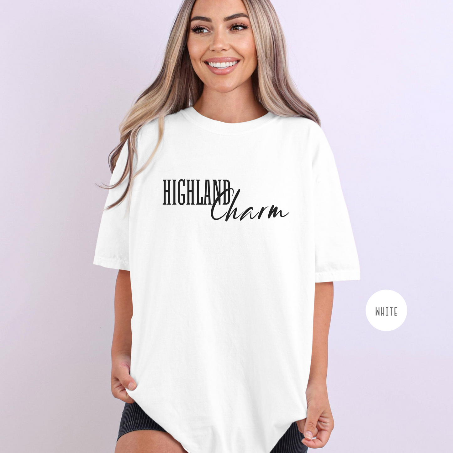 Highland Cow Charm Graphic T-shirt, Comfort Colors, Free Shipping, Western, USA (30)
