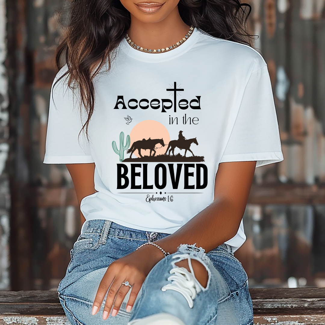 Accepted in the Beloved Shirt, Bella Canvas, Christian, Bible, Faith, Church (09)