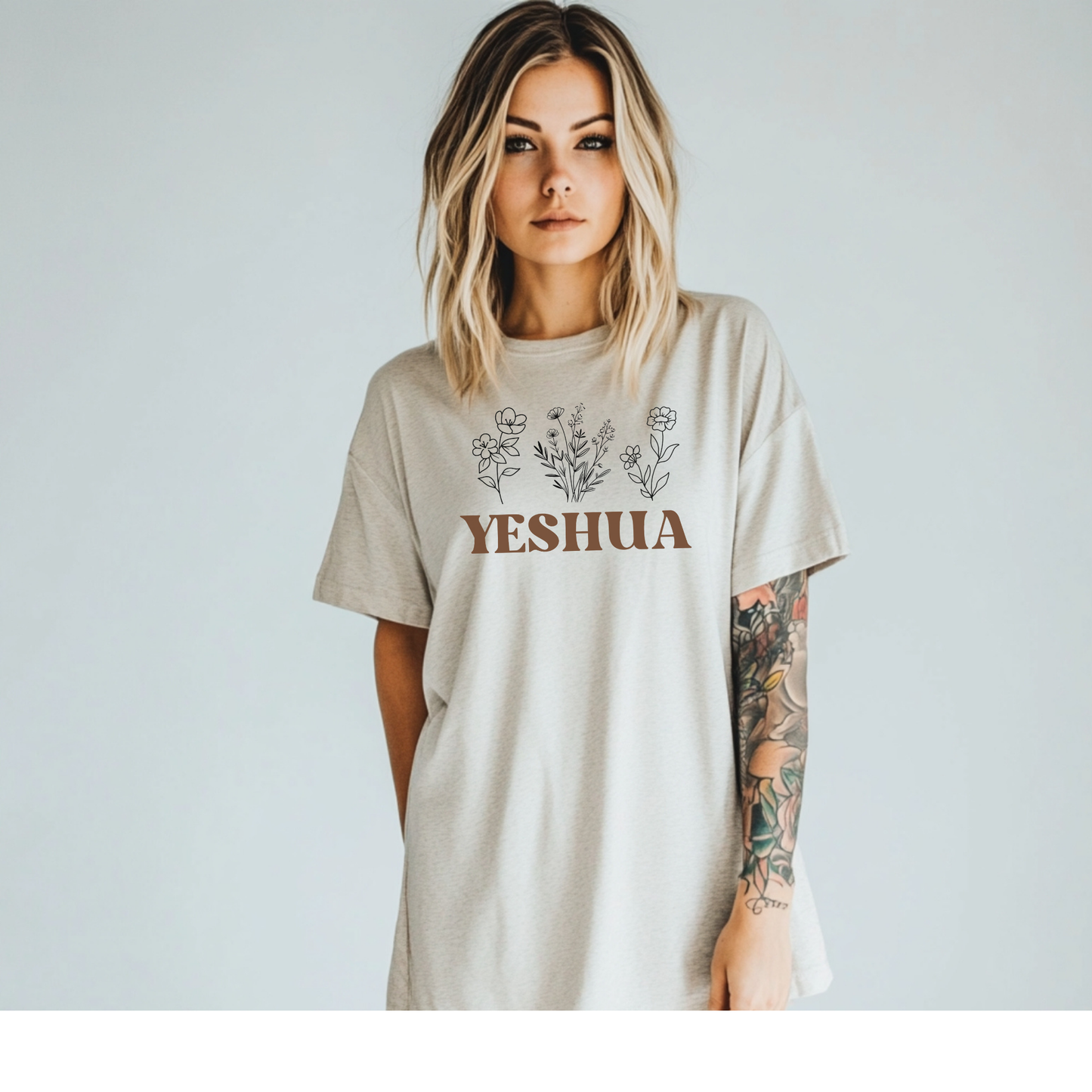 Yeshua Shirt, Christian Tee, Flower Graphic, Faith, Christian Clothing, Church Wear, Gift, Inspirational