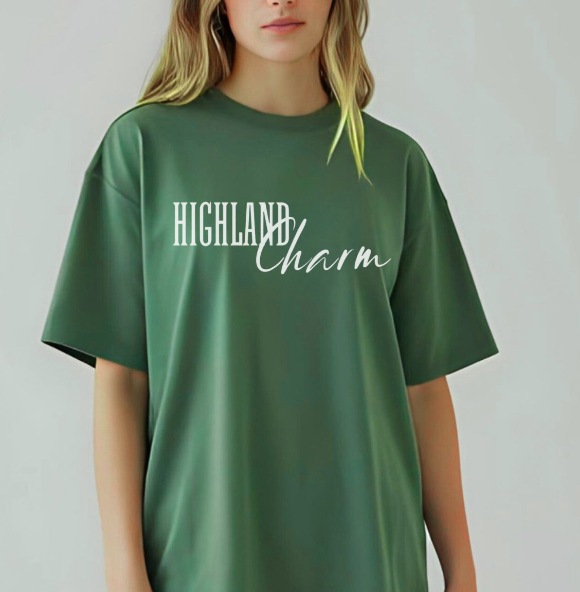 Highland Cow Charm Graphic T-shirt, Custom Comfort Colors Tee, Western T-Shirt, USA