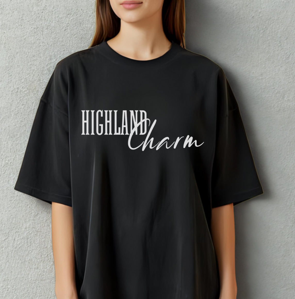 Highland Cow Charm Graphic T-shirt, Custom Comfort Colors Tee, Western T-Shirt, USA