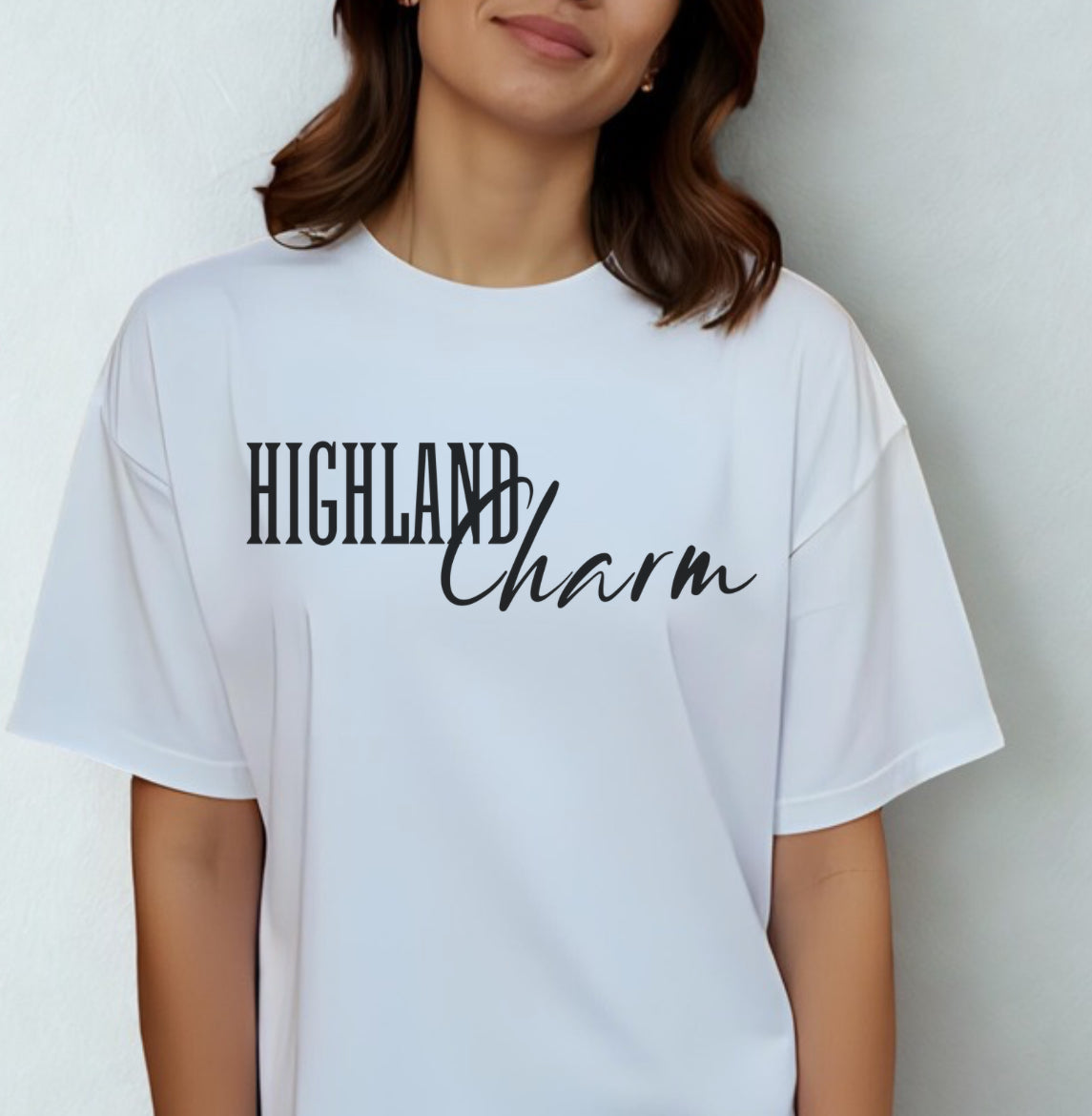 Highland Cow Charm Graphic T-shirt, Custom Comfort Colors Tee, Western T-Shirt, USA