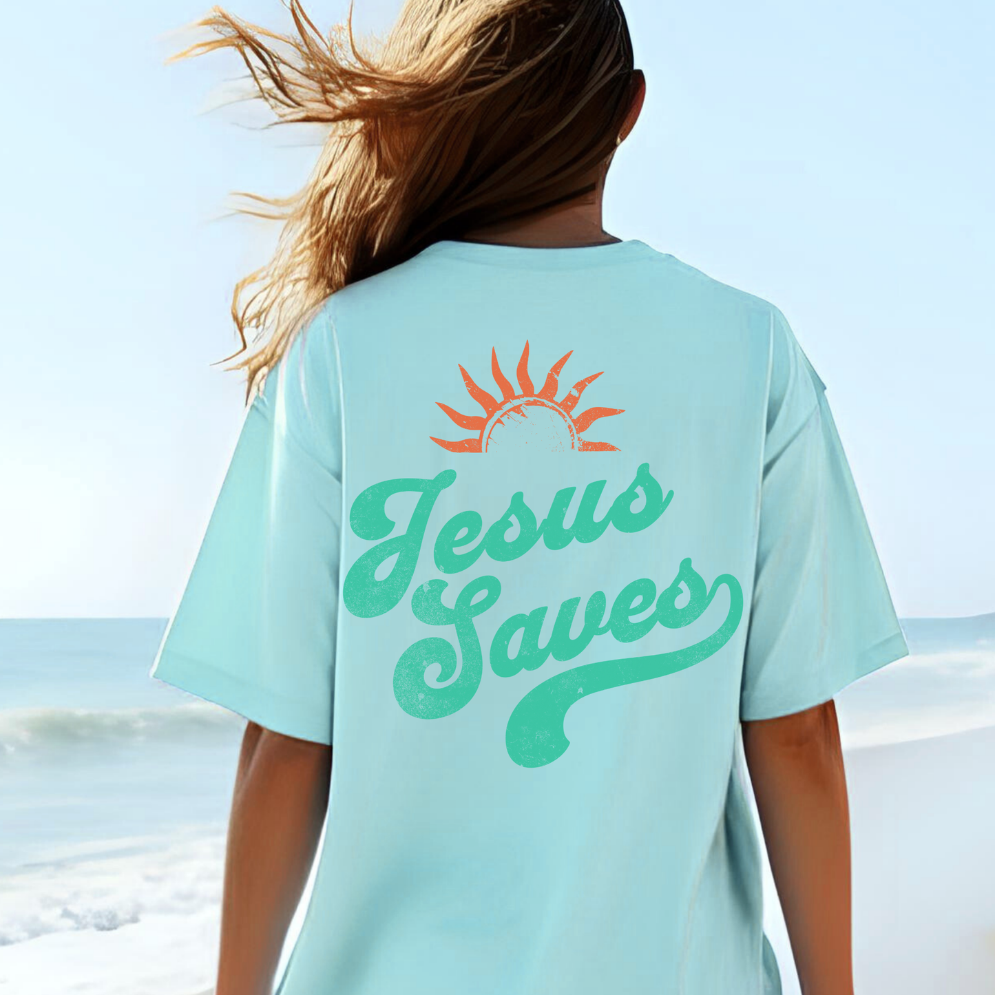 Jesus Saves Tee, Christian Tee, Church Wear, Vacation Tee, Summer Cotton T-shirt