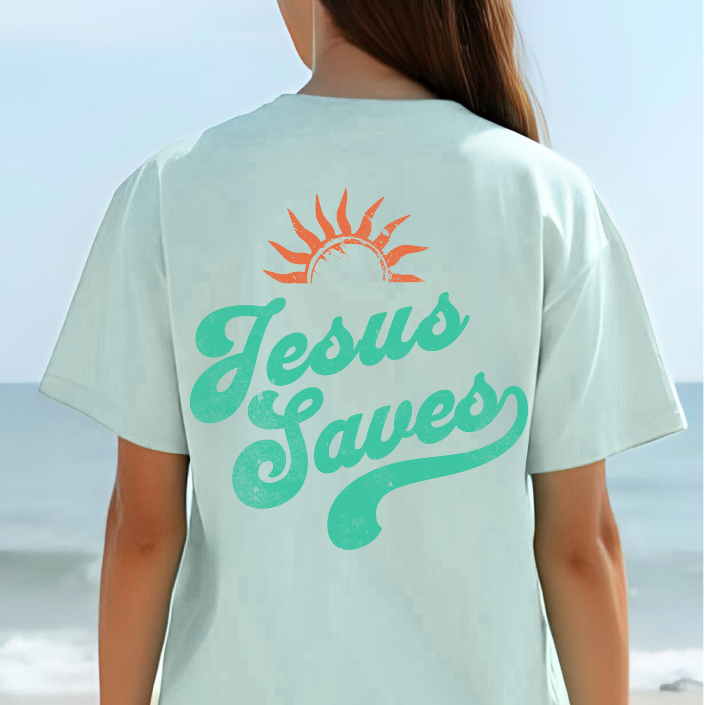 Jesus Saves Tee, Christian Tee, Church Wear, Vacation Tee, Summer Cotton T-shirt