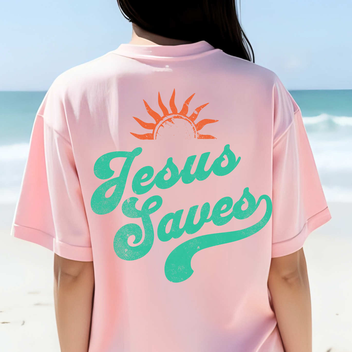 Jesus Saves Tee, Christian Tee, Church Wear, Vacation Tee, Summer Cotton T-shirt