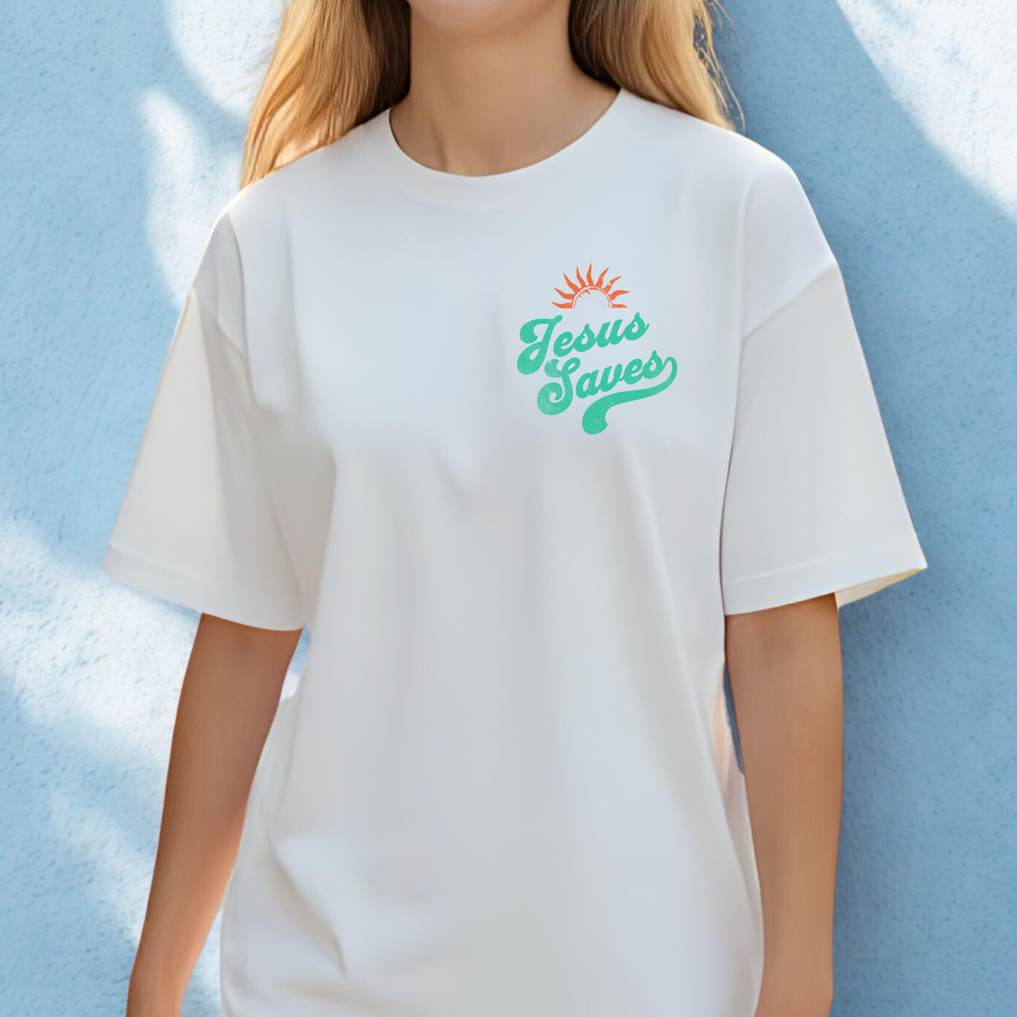 Jesus Saves Tee, Christian Tee, Church Wear, Vacation Tee, Summer Cotton T-shirt