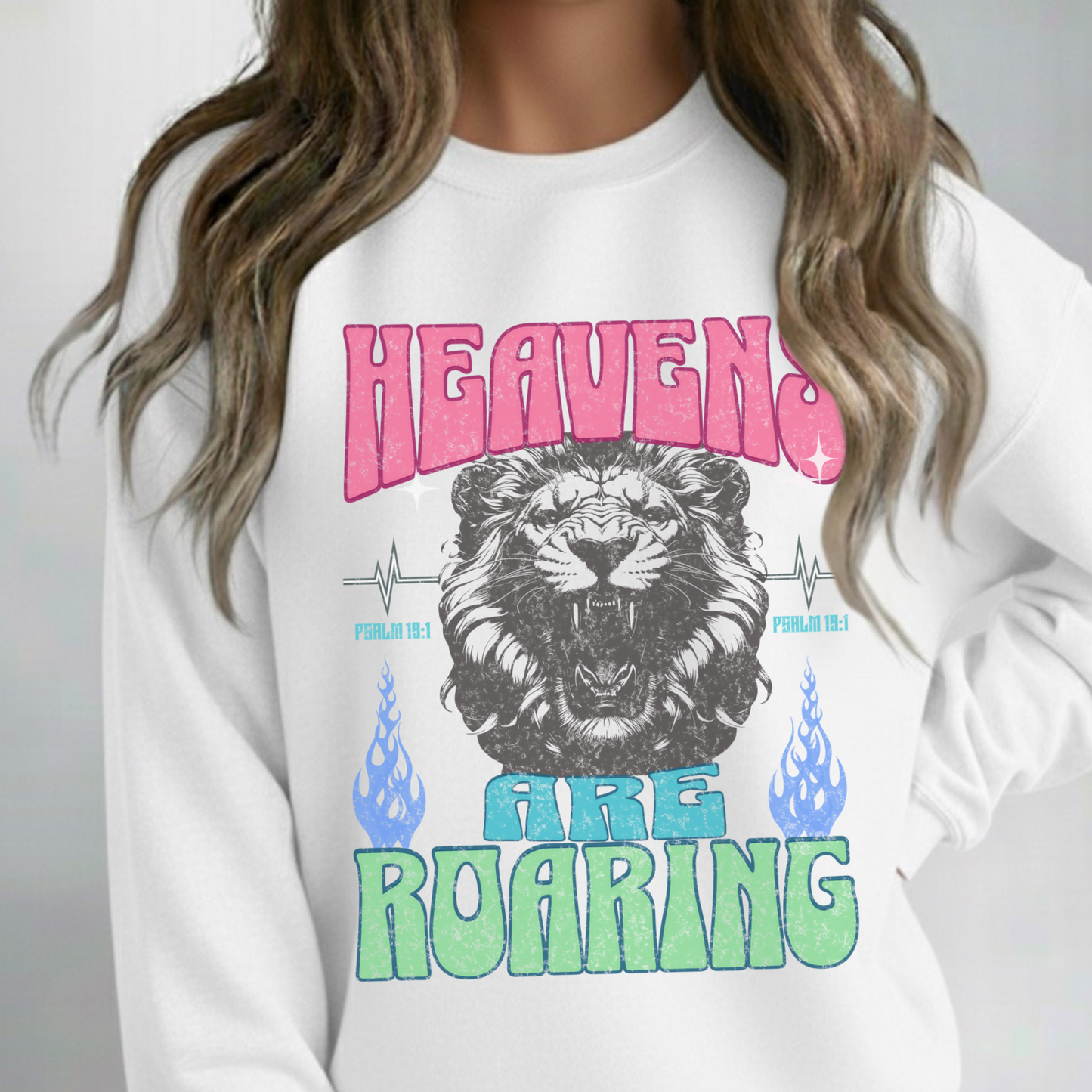 Heaven's Roaring Lion Graphic Sweatshirt, Cozy Crew, Christian Clothing, Casual Wear