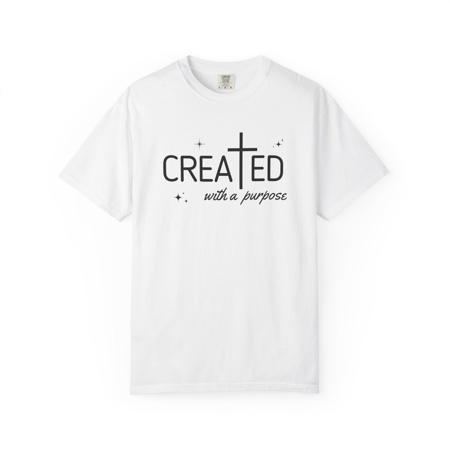 Created With a Purpose, Summer Tee, Graphic Tee, Aesthetic Cross Tee, Soft Cotton Shirt