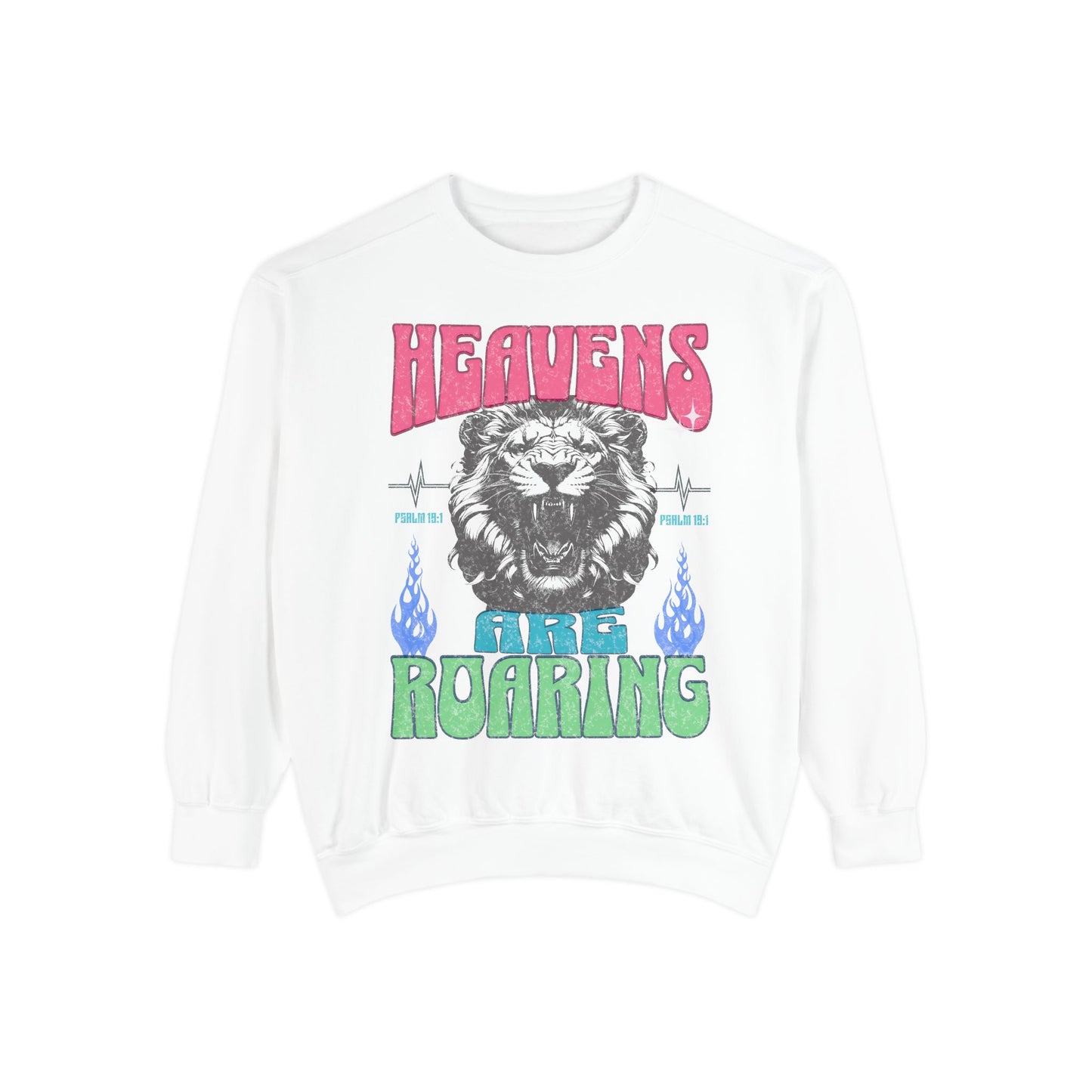 Heavens Roaring Lion Custom Comfort Colors Graphic Sweatshirt, Christian, Cotton, Cozy, Soft, Colorful