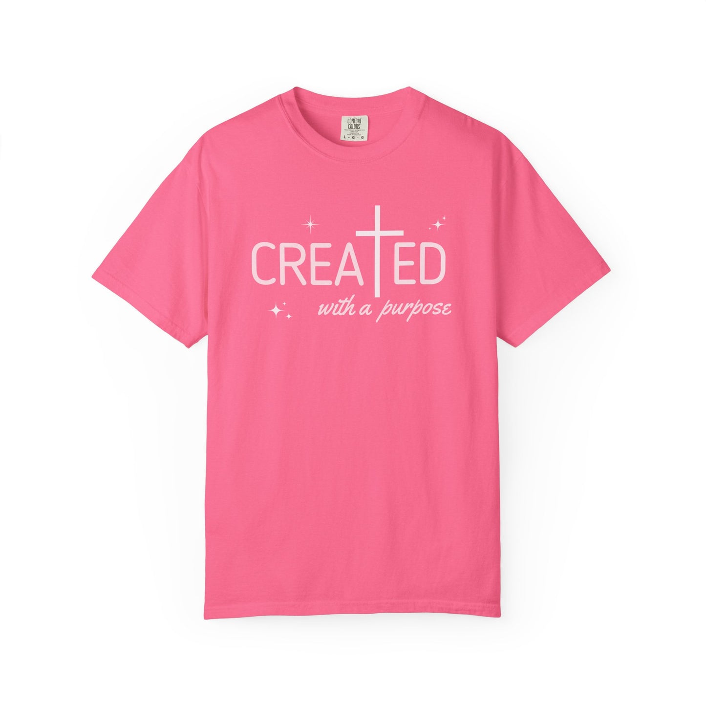 Created With a Purpose, Summer Tee, Graphic Tee, Aesthetic Cross Tee, Soft Cotton Shirt