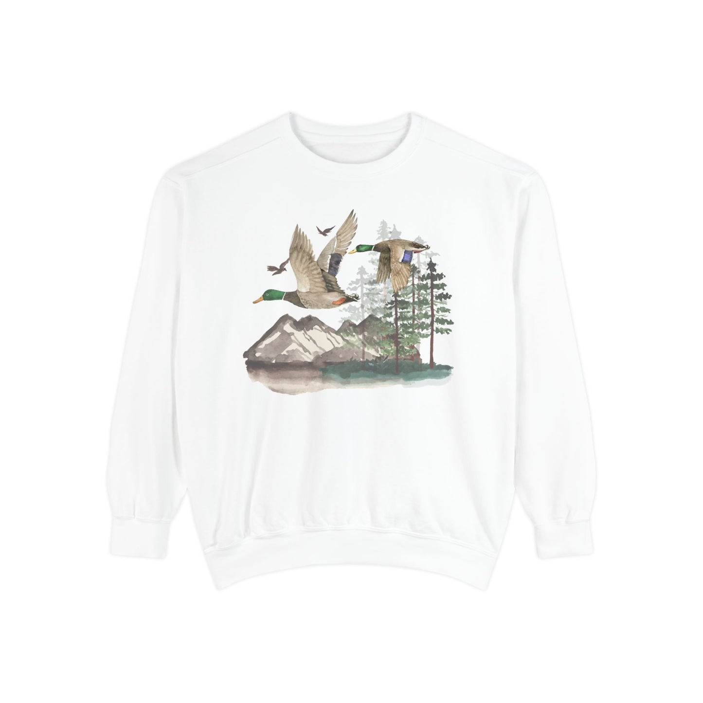 Duck Sweatshirt, Custom Comfort Colors Material, Nature, Outdoors, Duck Hunt, Mallard, Cotton