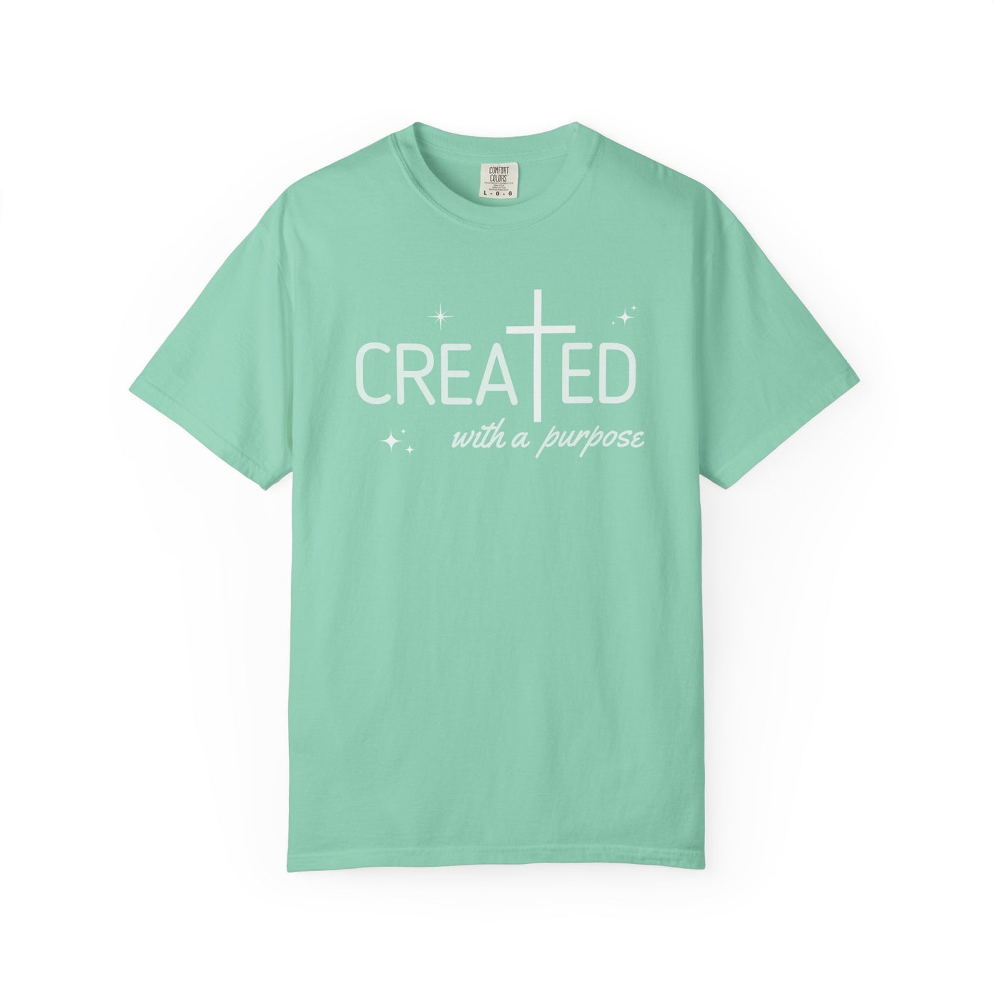 Created With a Purpose, Summer Tee, Graphic Tee, Aesthetic Cross Tee, Soft Cotton Shirt