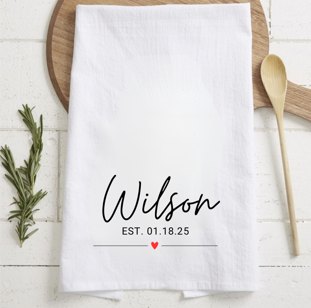 Personalized Hand Towel, Custom Tea Towel, Wedding Gift, (21)