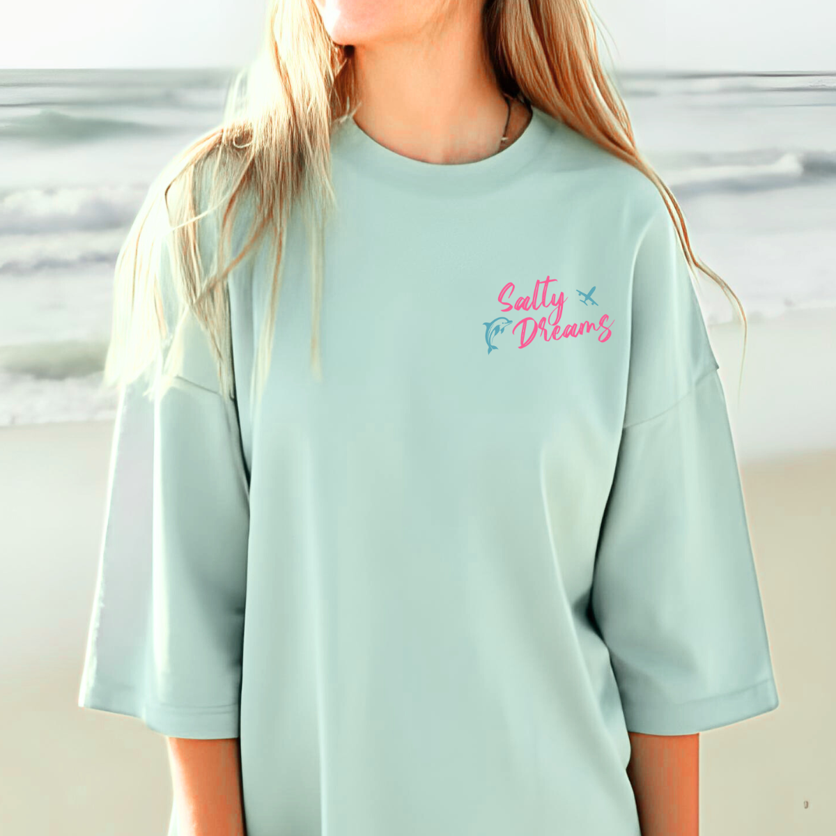 Salty Dreams Shirt, Summer, Ocean, Beach, Dolphin, Palm Tree, Vacation Tee