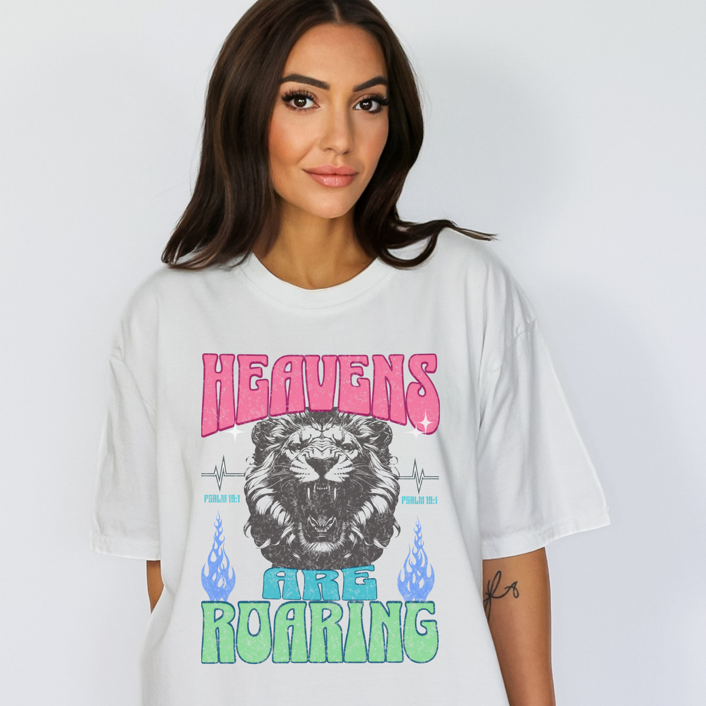 Heavens are Roaring Lion Shirt - Trends, Colorful Graphic, Crewneck, Christian Apparel, Faith, Church Wear, (11)