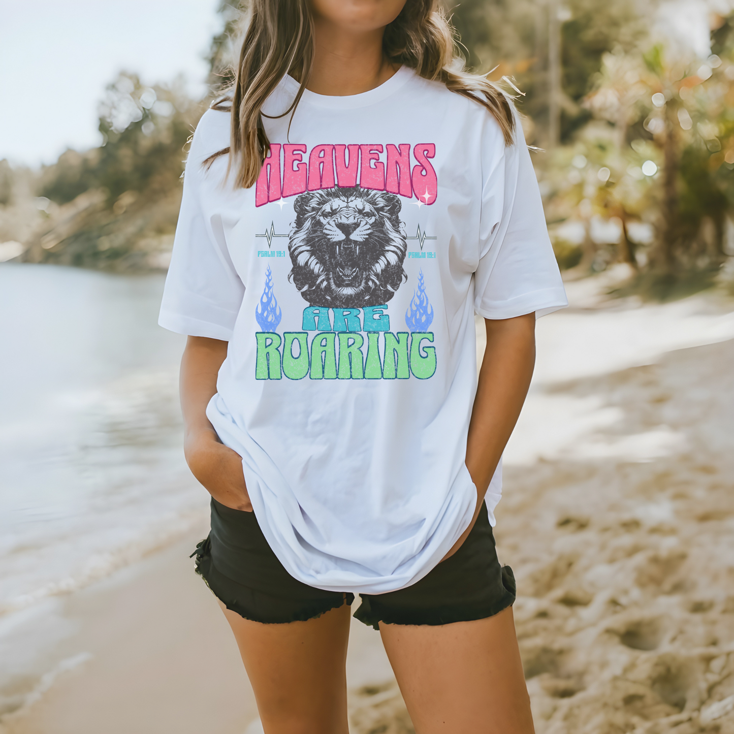 Heavens are Roaring Lion Shirt - Trends, Colorful Graphic, Crewneck, Christian Apparel, Faith, Church Wear, (11)