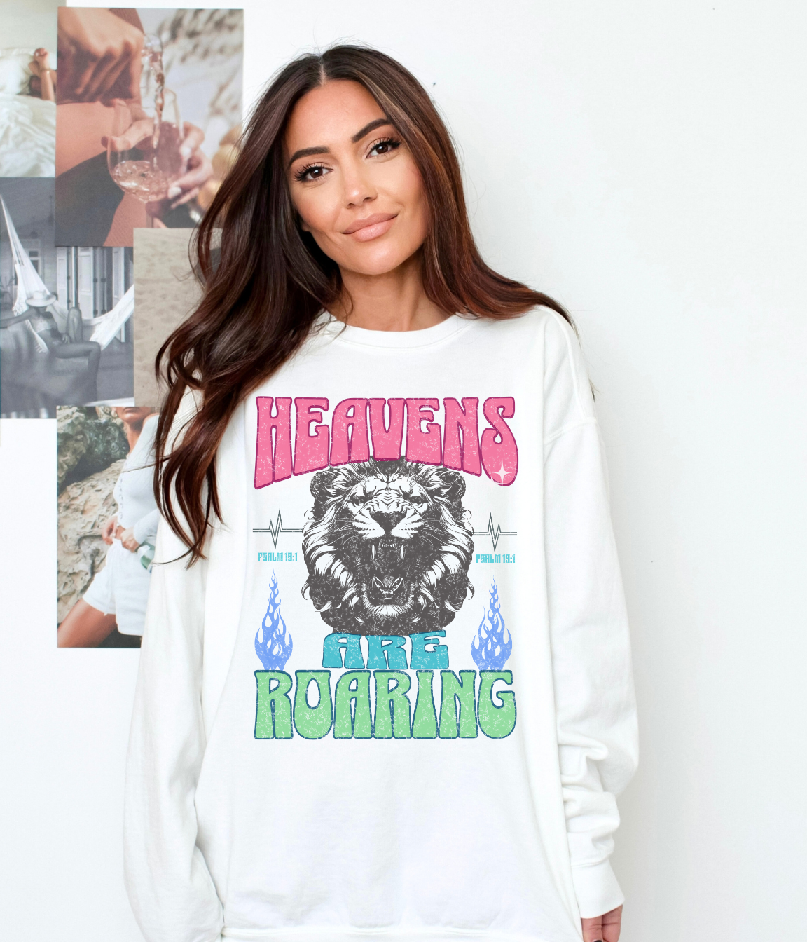 Heavens Roaring Lion Comfort Colors Graphic Sweatshirt, Christian, Cotton, Cozy, Colorful, (20)