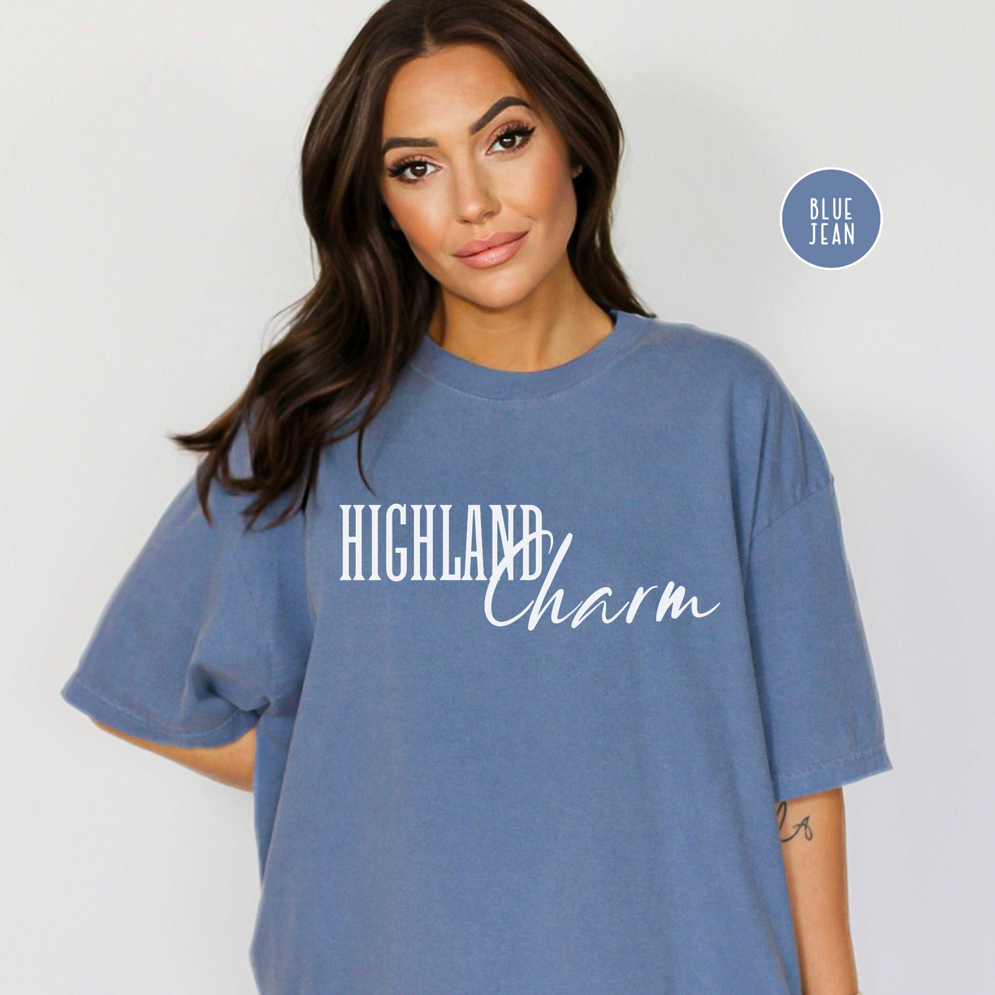 Highland Cow Charm Graphic T-shirt, Comfort Colors, Free Shipping, Western, USA (30)