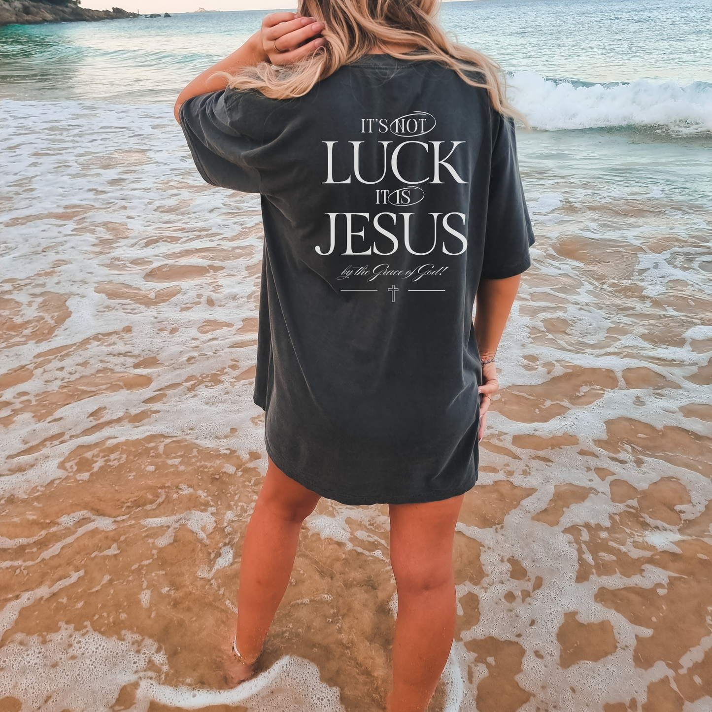 It's Not Luck, It's Jesus Shirt, Comfort Colors, Free Shipping, Faith Inspiration, Church Fit, Christan. (37)