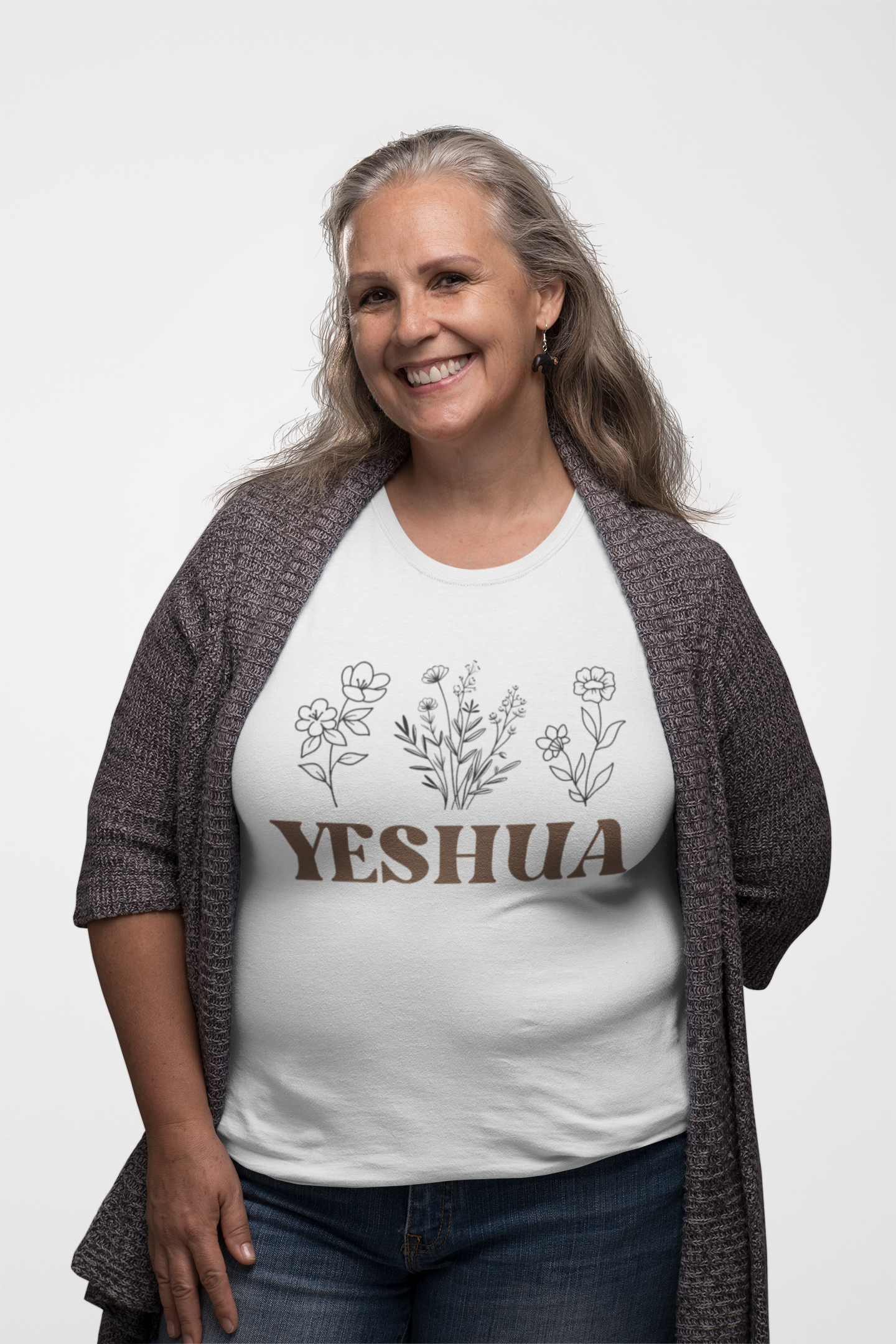 Yeshua Shirt, Christian Tee, Flower Graphic, Faith, Christian Clothing, Church Wear, Gift, Inspirational