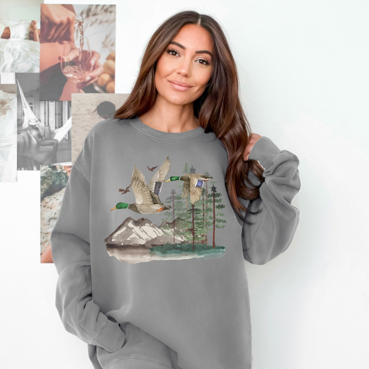 Duck Sweatshirt, Custom Comfort Colors Material, Nature, Outdoors, Duck Hunt, Mallard, Cotton