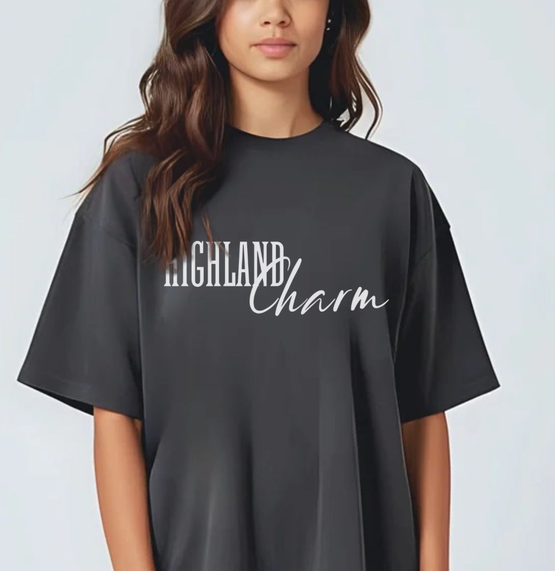 Highland Cow Charm Graphic T-shirt, Custom Comfort Colors Tee, Western T-Shirt, USA
