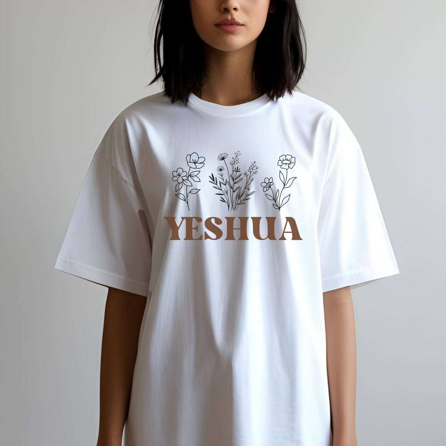 Yeshua Christian Tee, Faith Tee, Flower Graphic T-Shirt