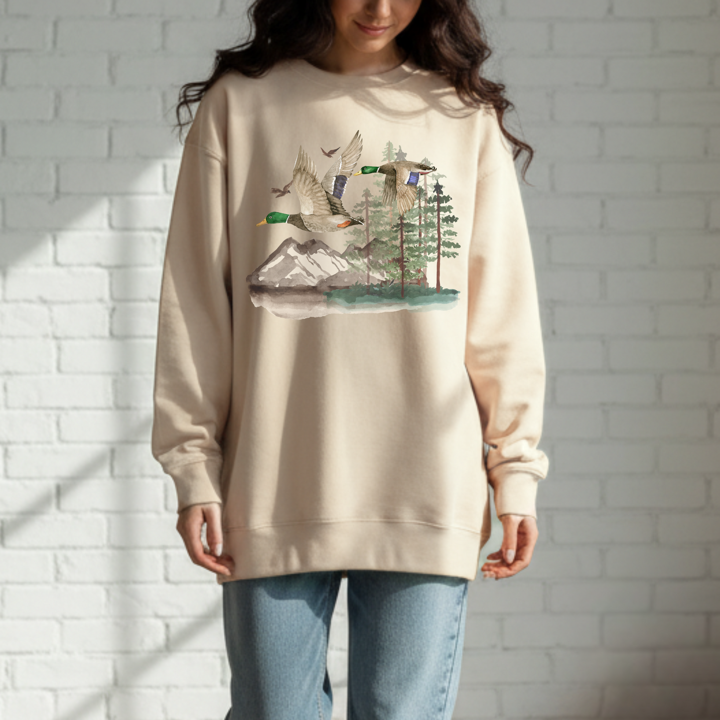 Duck Sweatshirt, Crew neck, Nature, Outdoors, Duck Hunt, Mallard, Cotton