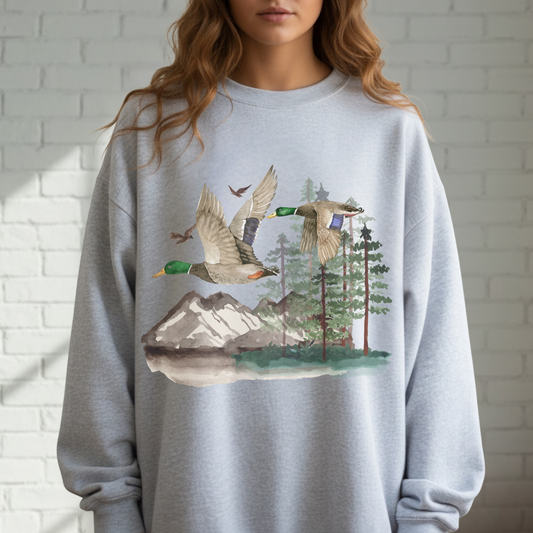 Duck Sweatshirt, Crew neck, Nature, Outdoors, Duck Hunt, Mallard, Cotton
