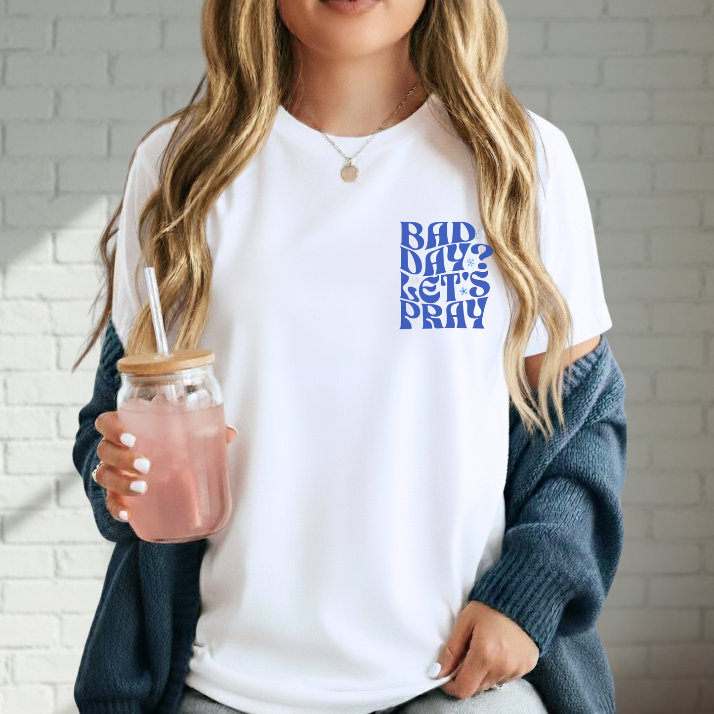 Bad Day? Let's Pray Shirt, Christian Apparel, Faith, Inspirational, Church Tee, Cotton Tee