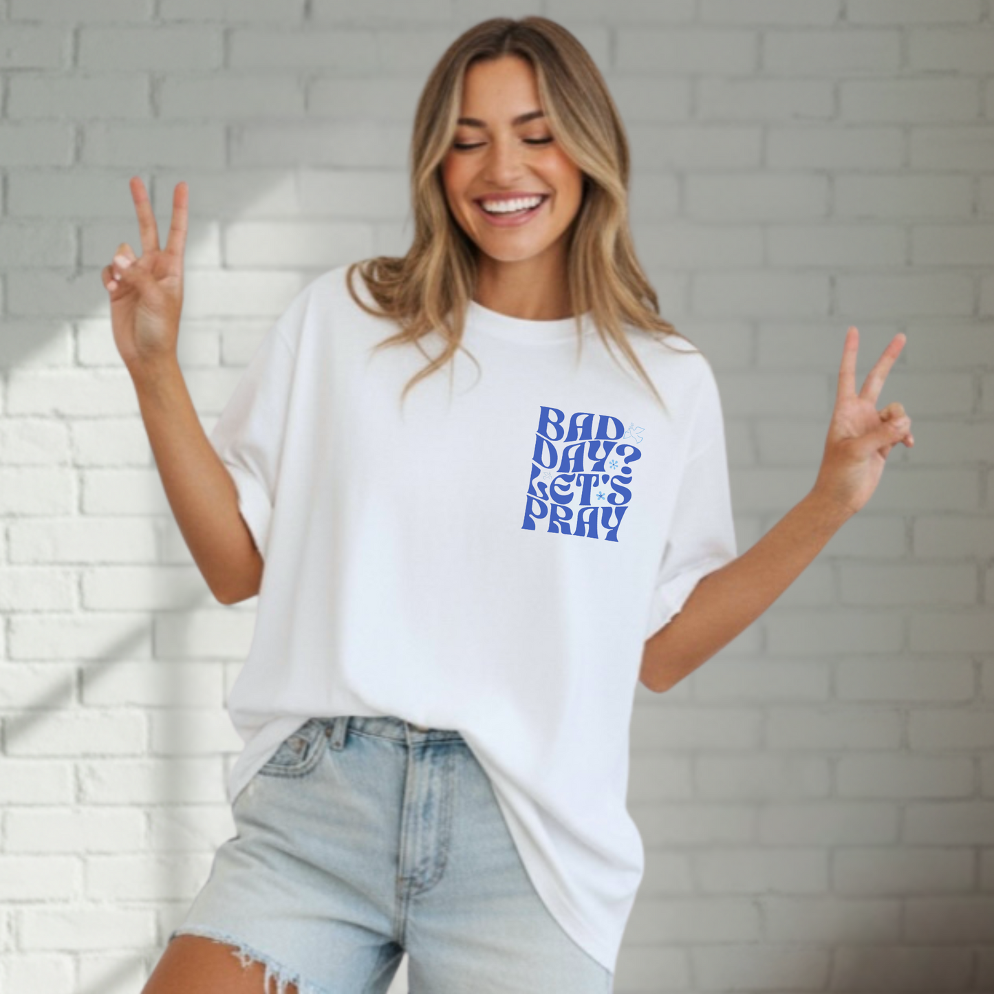 Bad Day? Let's Pray Shirt, Christian Apparel, Faith, Inspirational, Church Tee, Cotton Tee