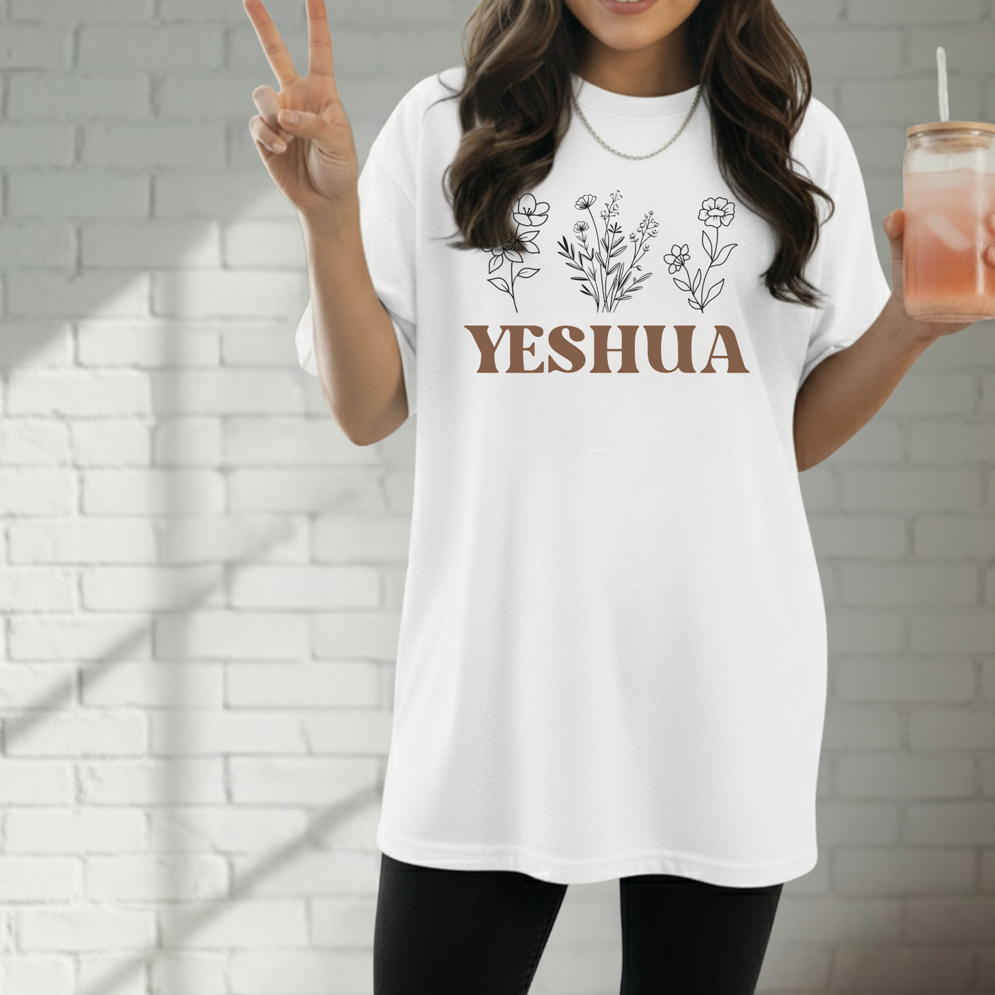 Yeshua Christian Tee, Faith Tee, Flower Graphic T-Shirt