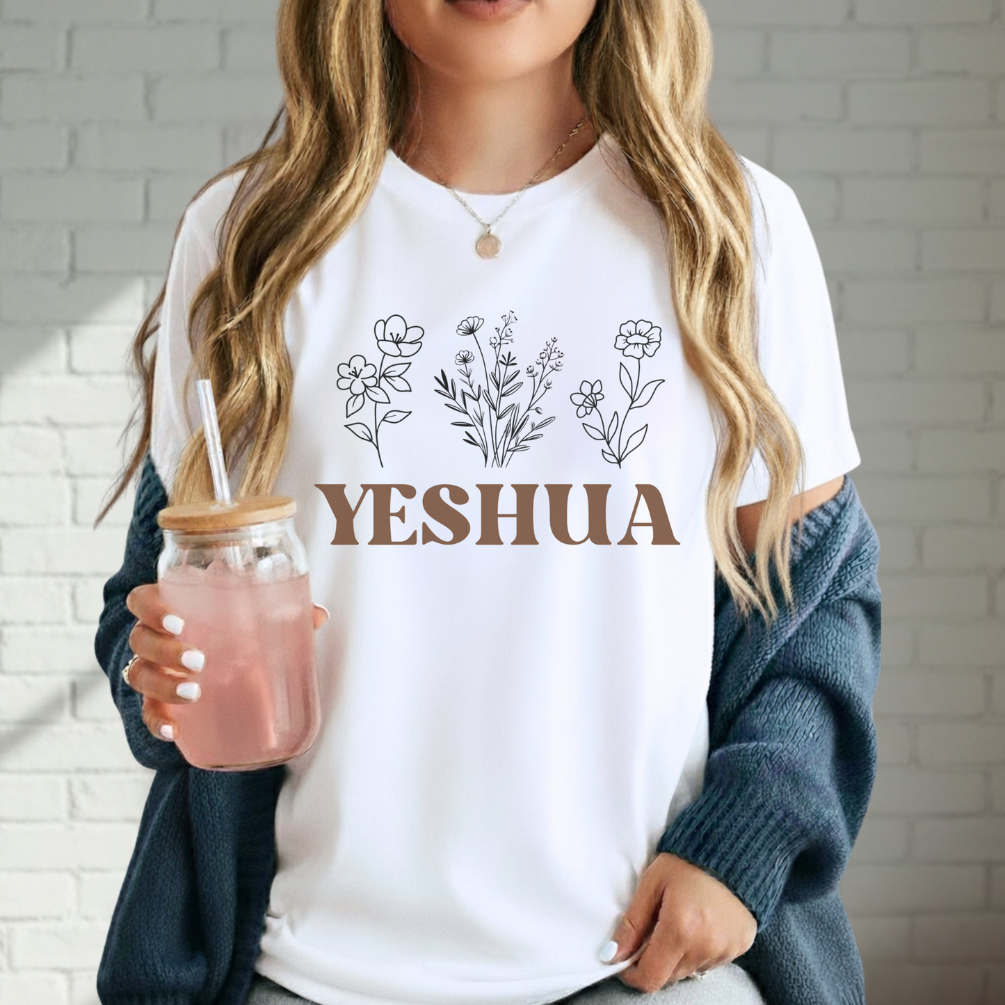 Yeshua Christian Tee, Faith Tee, Flower Graphic T-Shirt