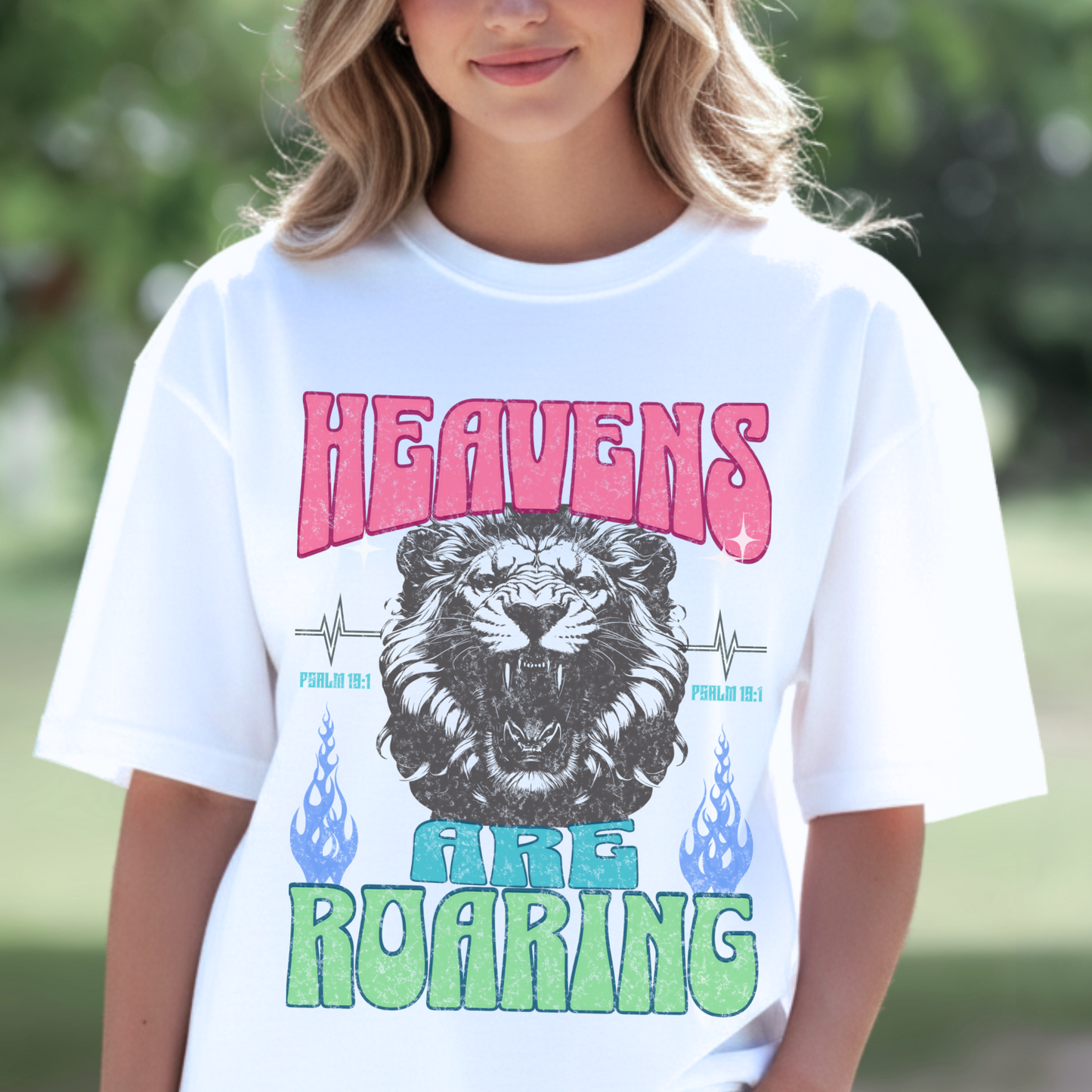 Heavens are Roaring Lion Shirt, Colorful Graphic Tee, Christian Apparel, Faith, Church Wear
