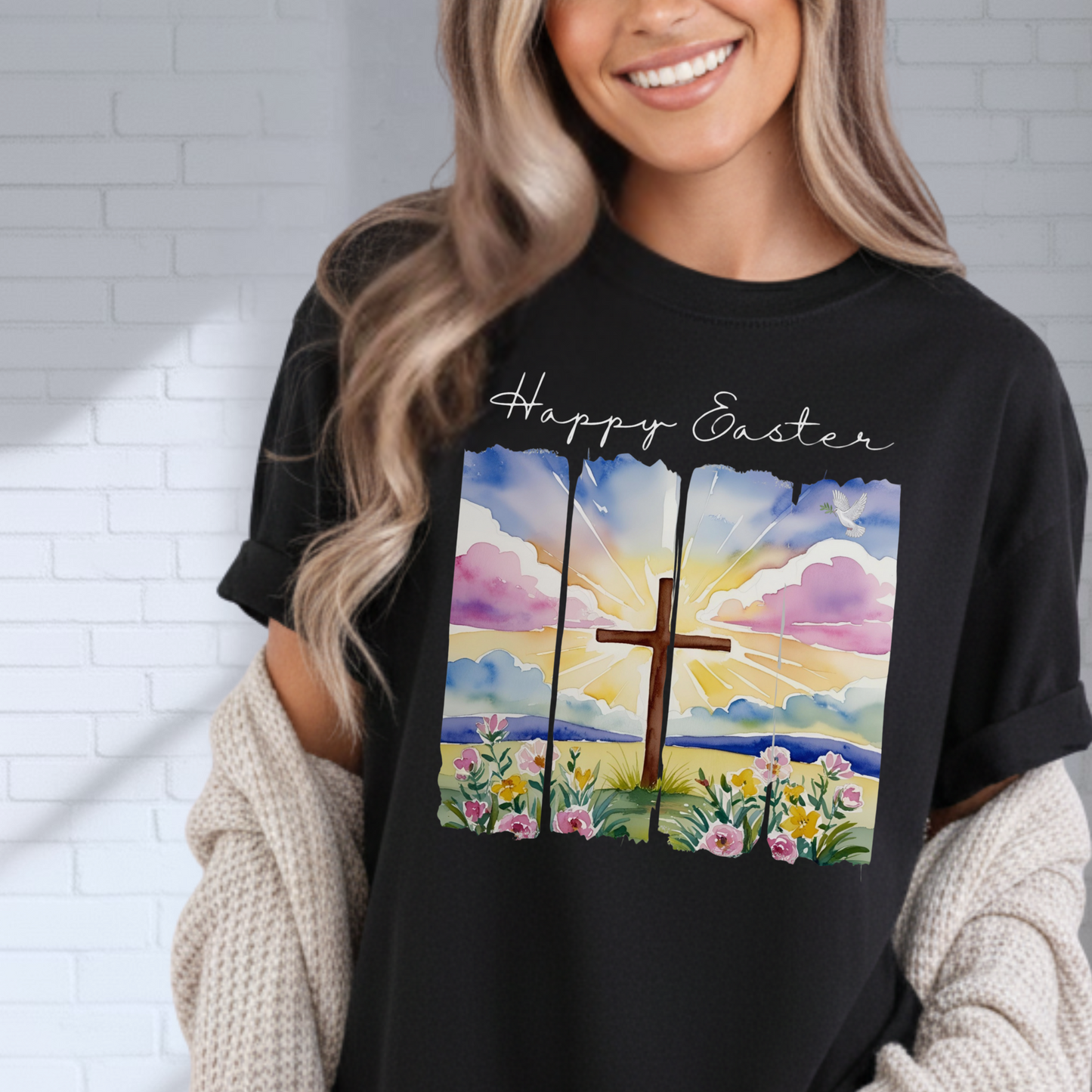 Happy Easter Shirt, Faith, Spring, Christian Tee, Colorful Graphic Tee