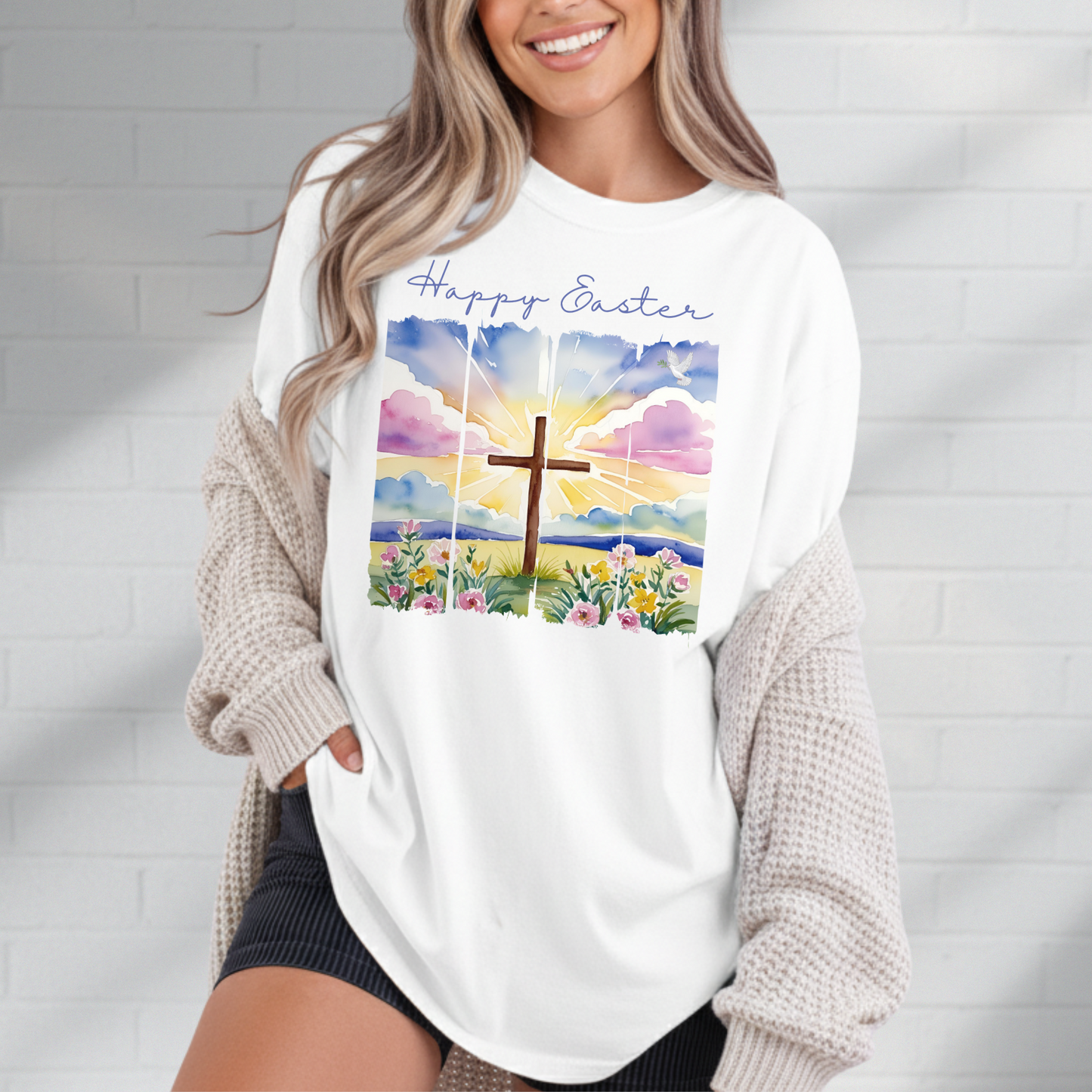 Happy Easter Shirt, Faith, Spring, Christian Tee, Colorful Graphic Tee