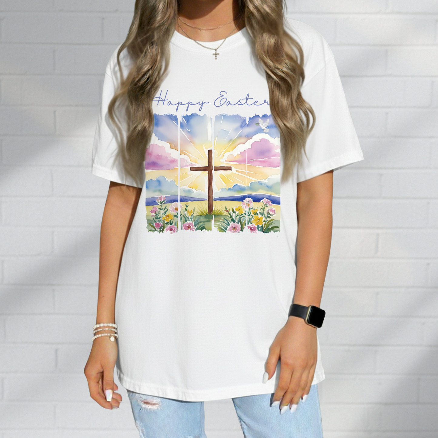 Happy Easter Shirt, Faith, Spring, Christian Tee, Colorful Graphic Tee