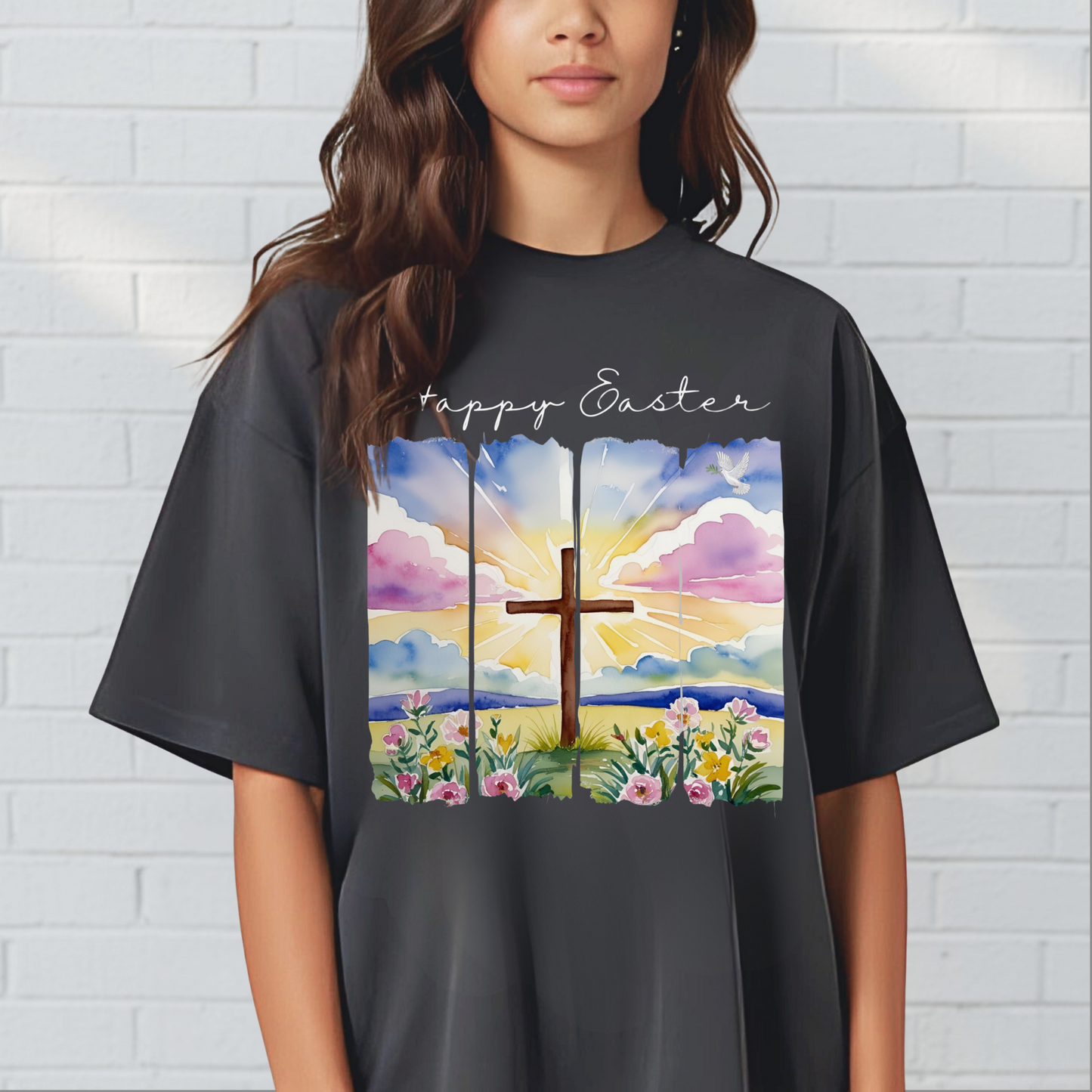 Happy Easter Shirt, Faith, Spring, Christian Tee, Colorful Graphic Tee