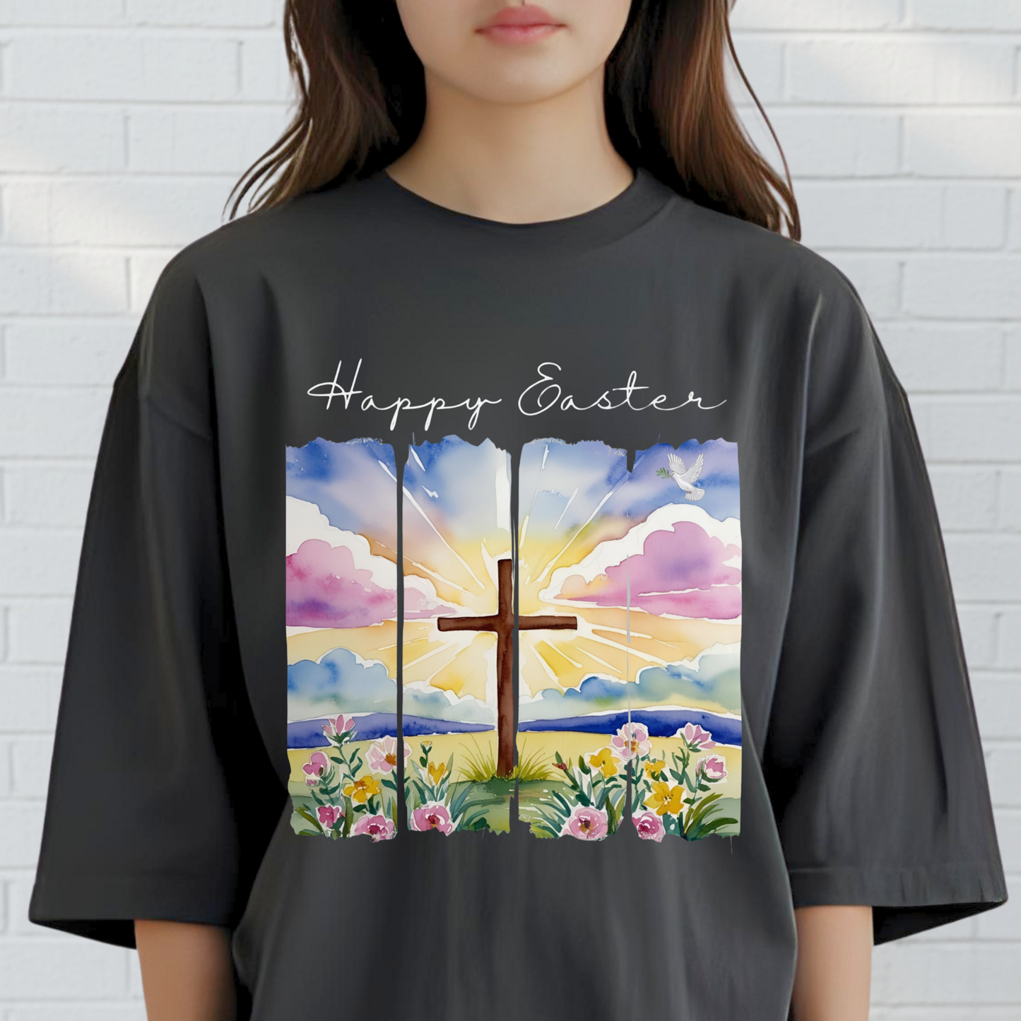 Happy Easter Shirt, Faith, Spring, Christian Tee, Colorful Graphic Tee