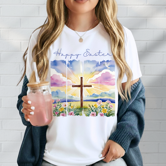 Happy Easter Shirt, Faith, Spring, Christian Tee, Colorful Graphic Tee