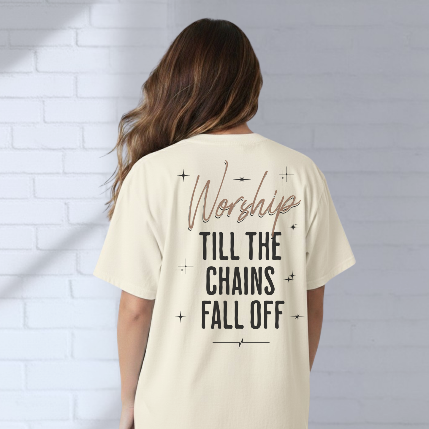 Worship Till The Chains Fall Off Shirt, Inspirational T-Shirt, Faith Tee, Christian Wear, Typography, Church Outfit