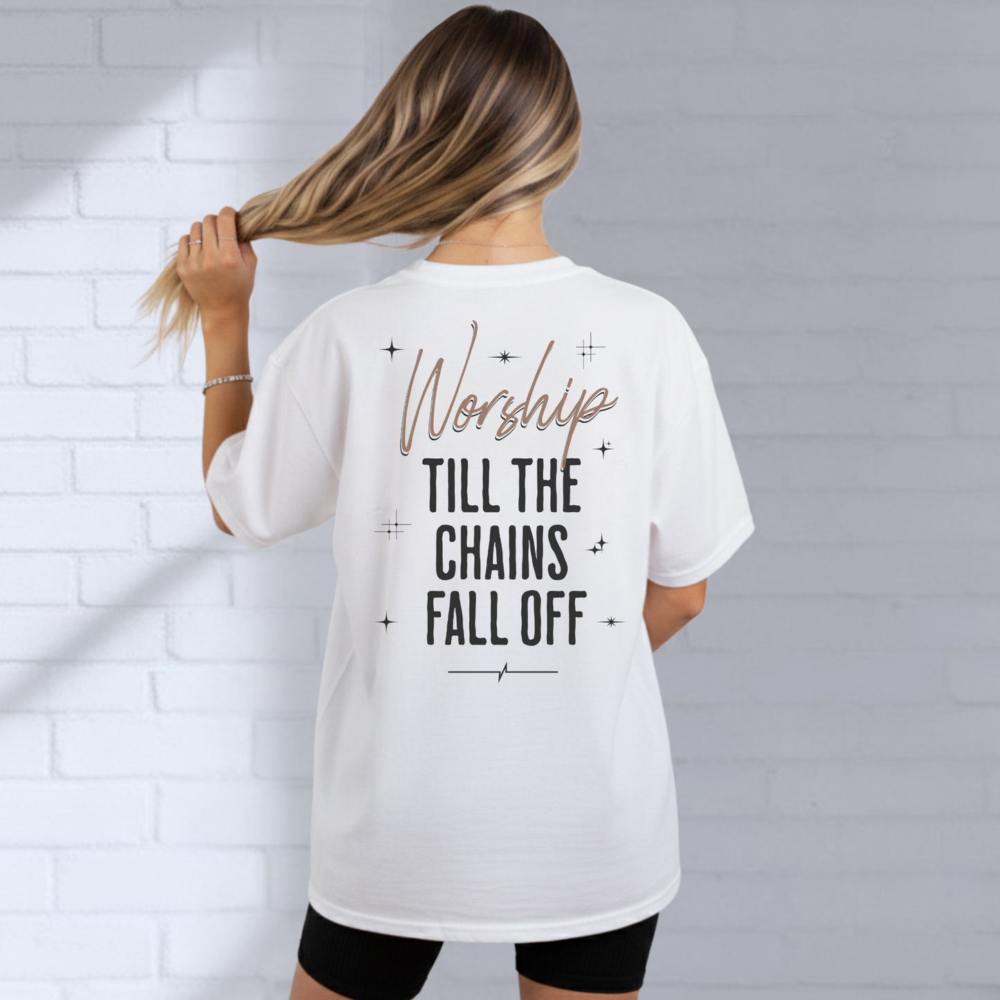 Worship Till The Chains Fall Off Shirt, Inspirational T-Shirt, Faith Tee, Christian Wear, Typography, Church Outfit